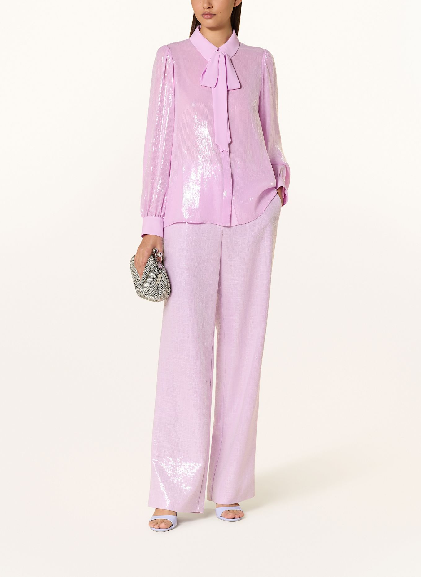 MARC CAIN Hemdbluse mit Pailletten und abnehmbarer Schluppe: 707 deep lavender
