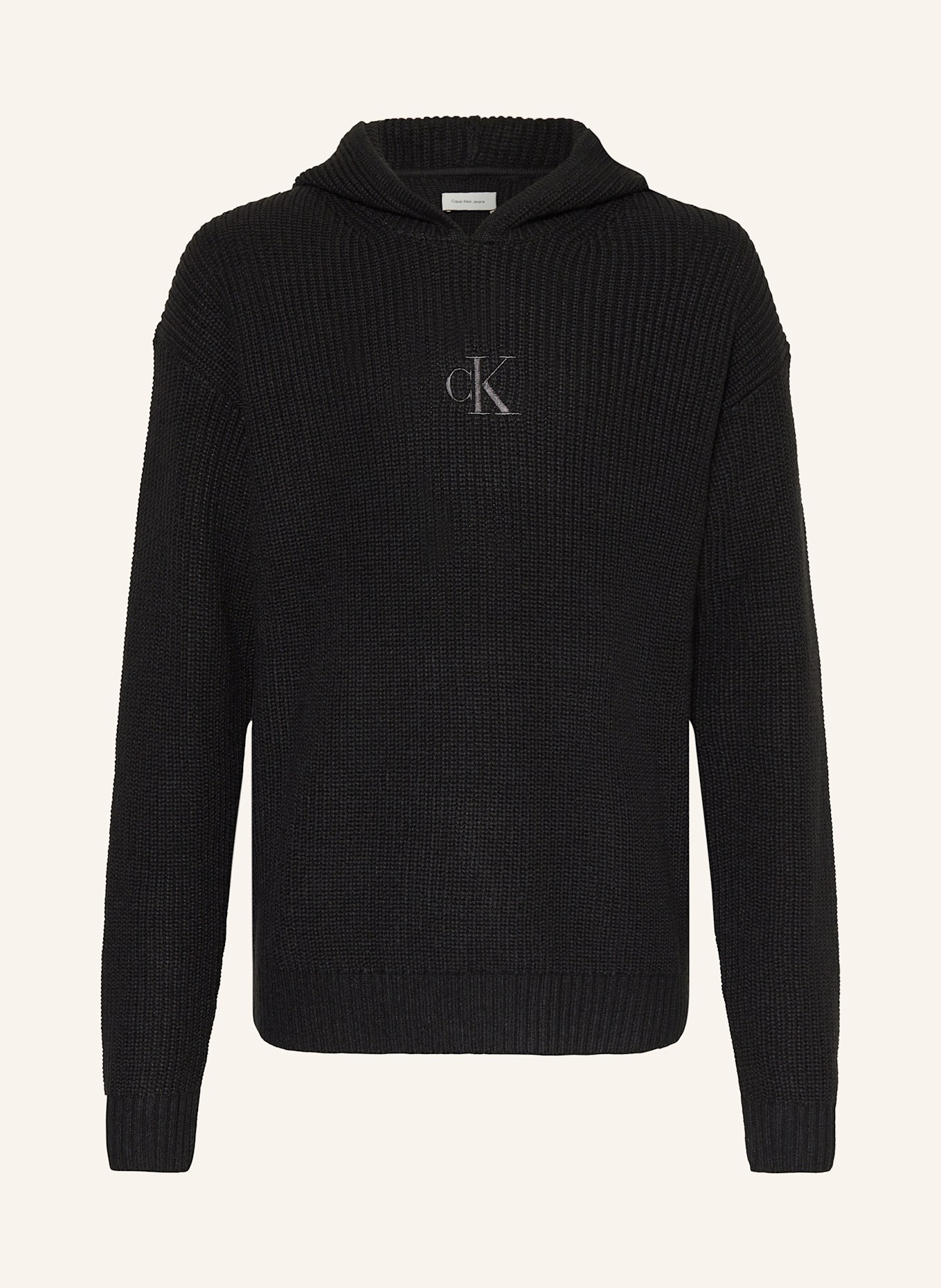 Calvin Klein Strick-Hoodie: SCHWARZ