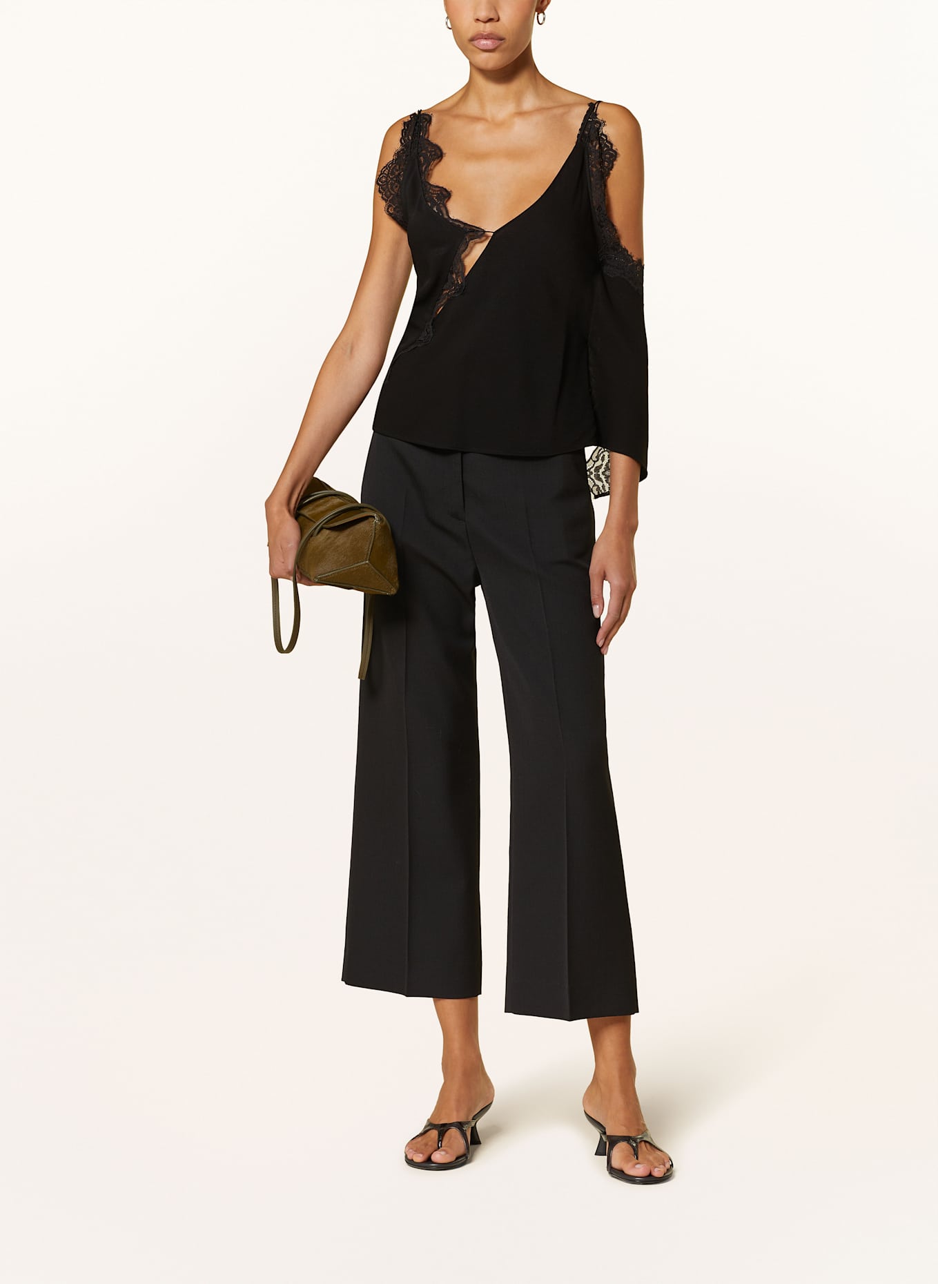 CHRISTOPHER ESBER Top with lace and cut-out: BLACK