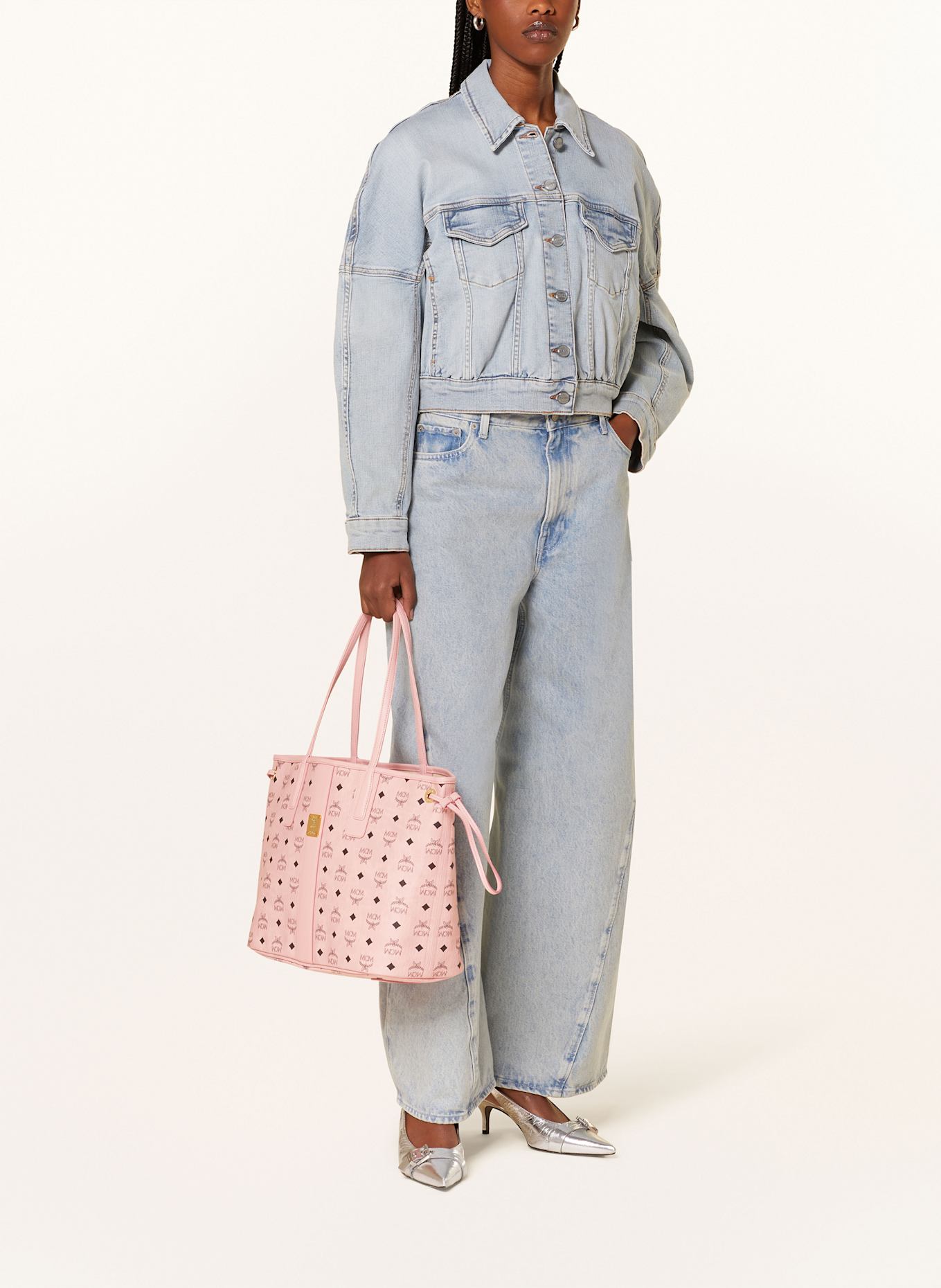 MCM Shopper LIZ VI mit Pouch: ROSA/ SCHWARZ