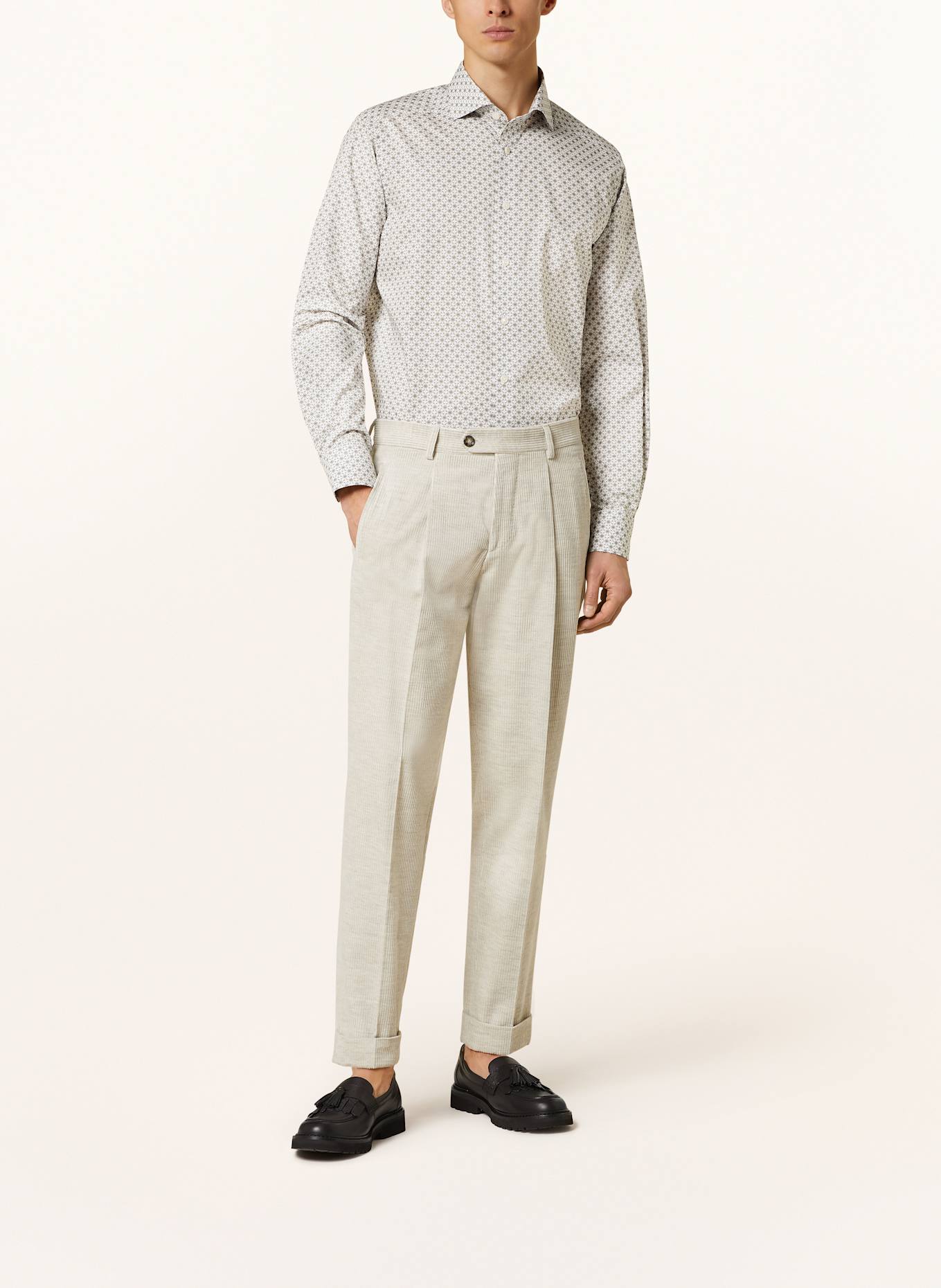 ETON Shirt contemporary fit: BEIGE / GREEN / WHITE