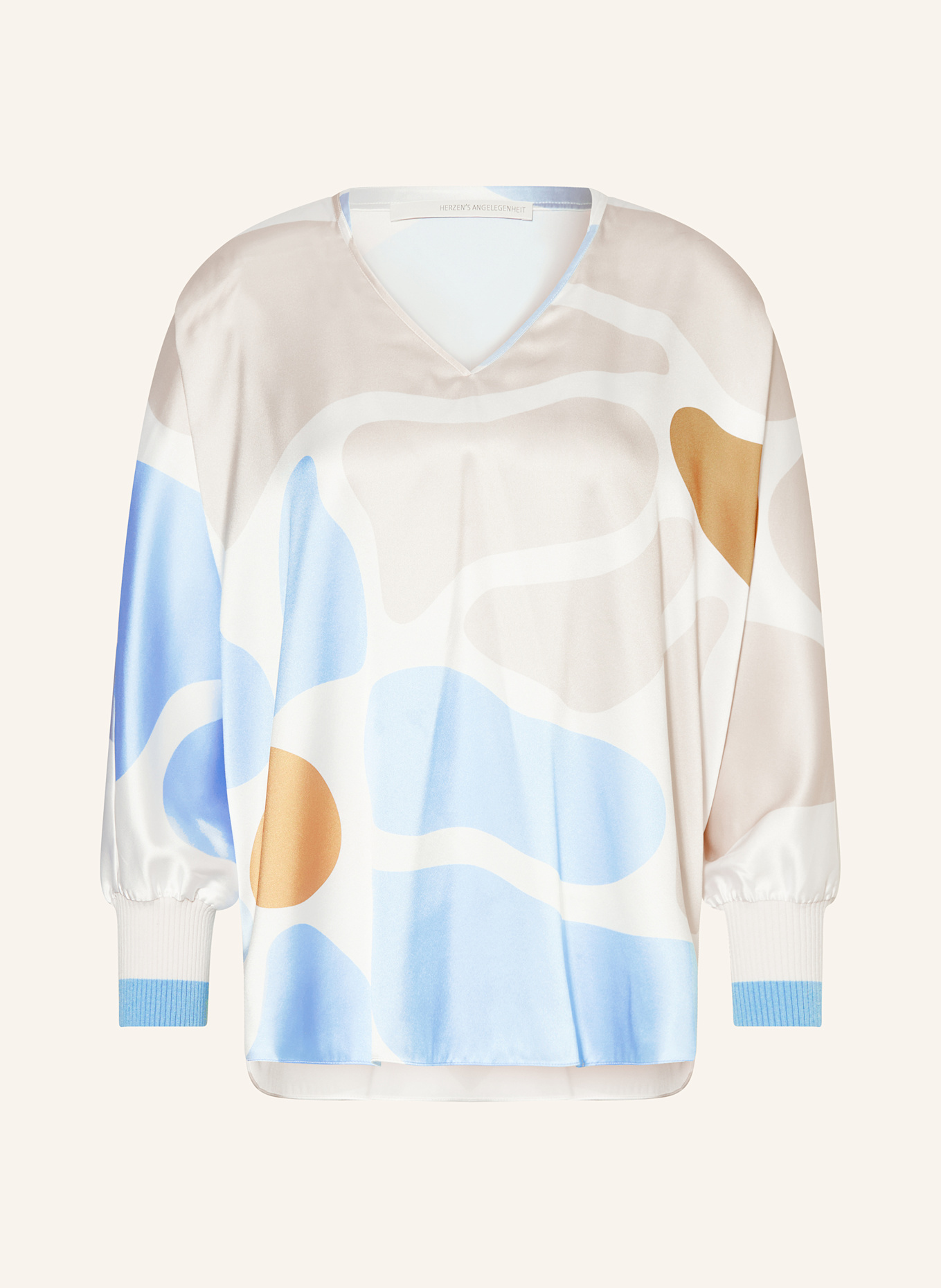 HERZEN'S ANGELEGENHEIT Blusenshirt aus Seide: WEISS / CREME / HELLBLAU