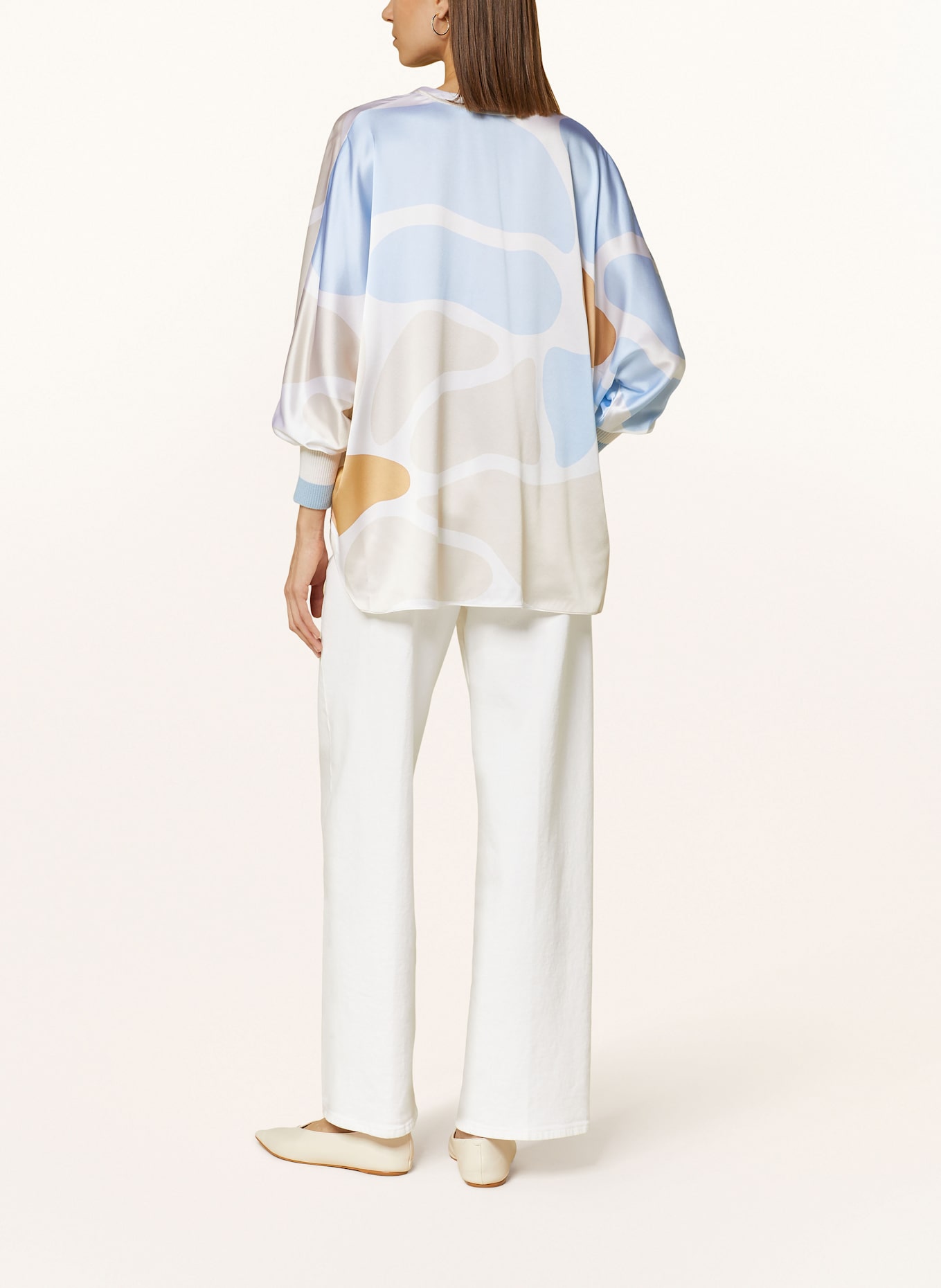 HERZEN'S ANGELEGENHEIT Blusenshirt aus Seide: WEISS / CREME / HELLBLAU