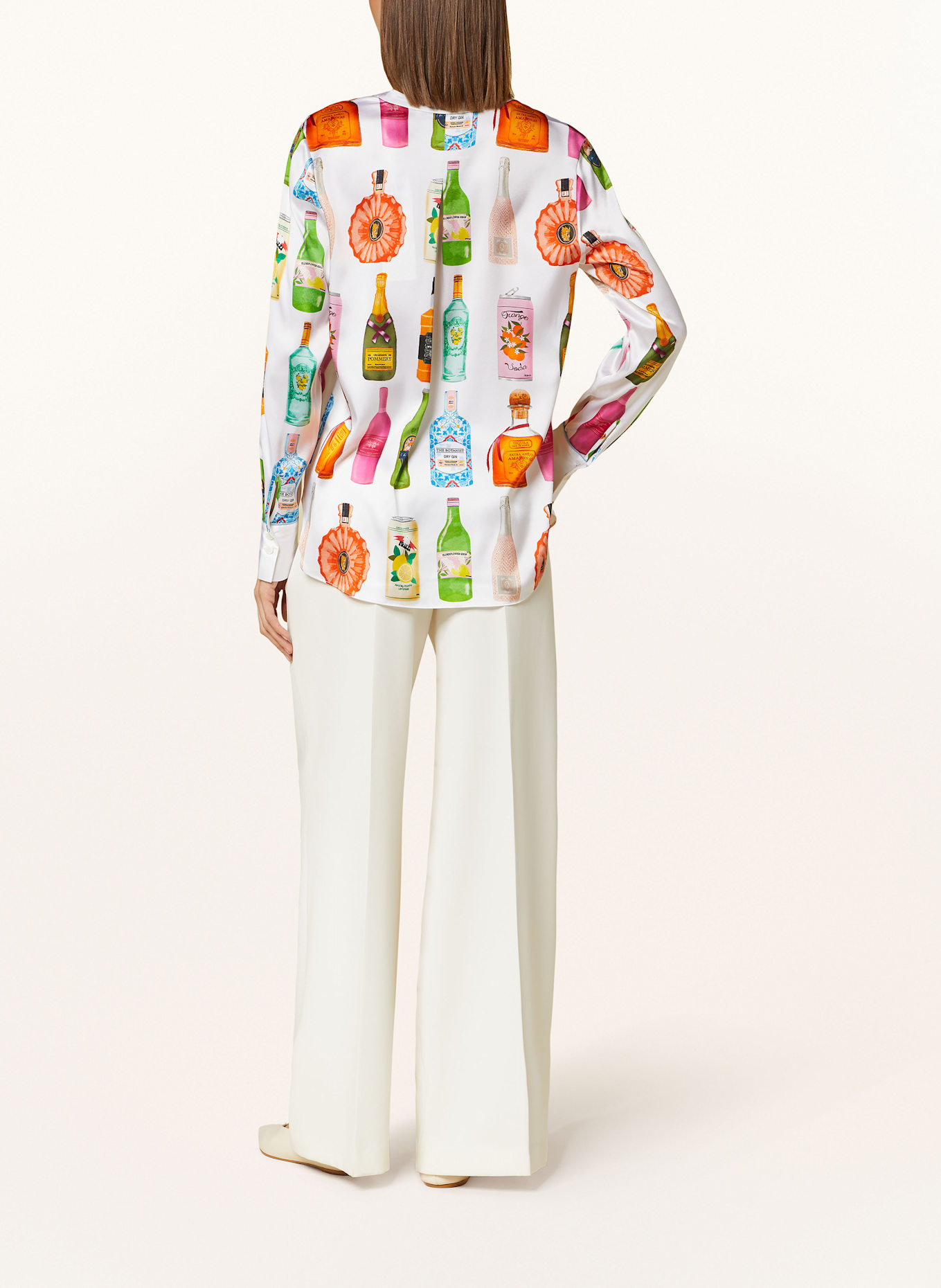 HERZEN'S ANGELEGENHEIT Shirt blouse in silk: WHITE / GREEN / PINK