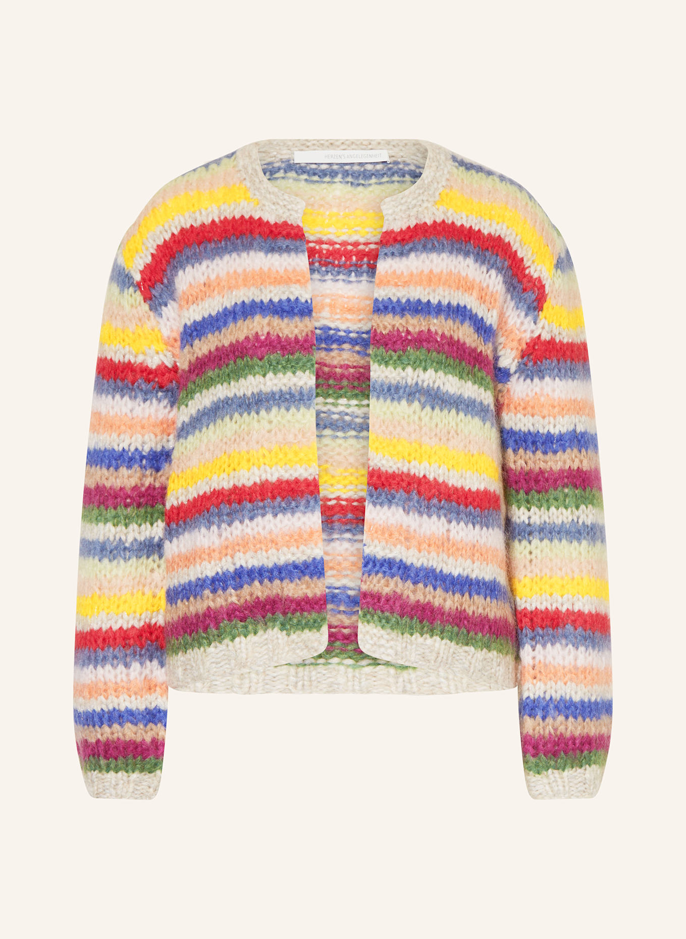 HERZEN'S ANGELEGENHEIT Knit cardigan with mohair: GREEN / YELLOW / RED