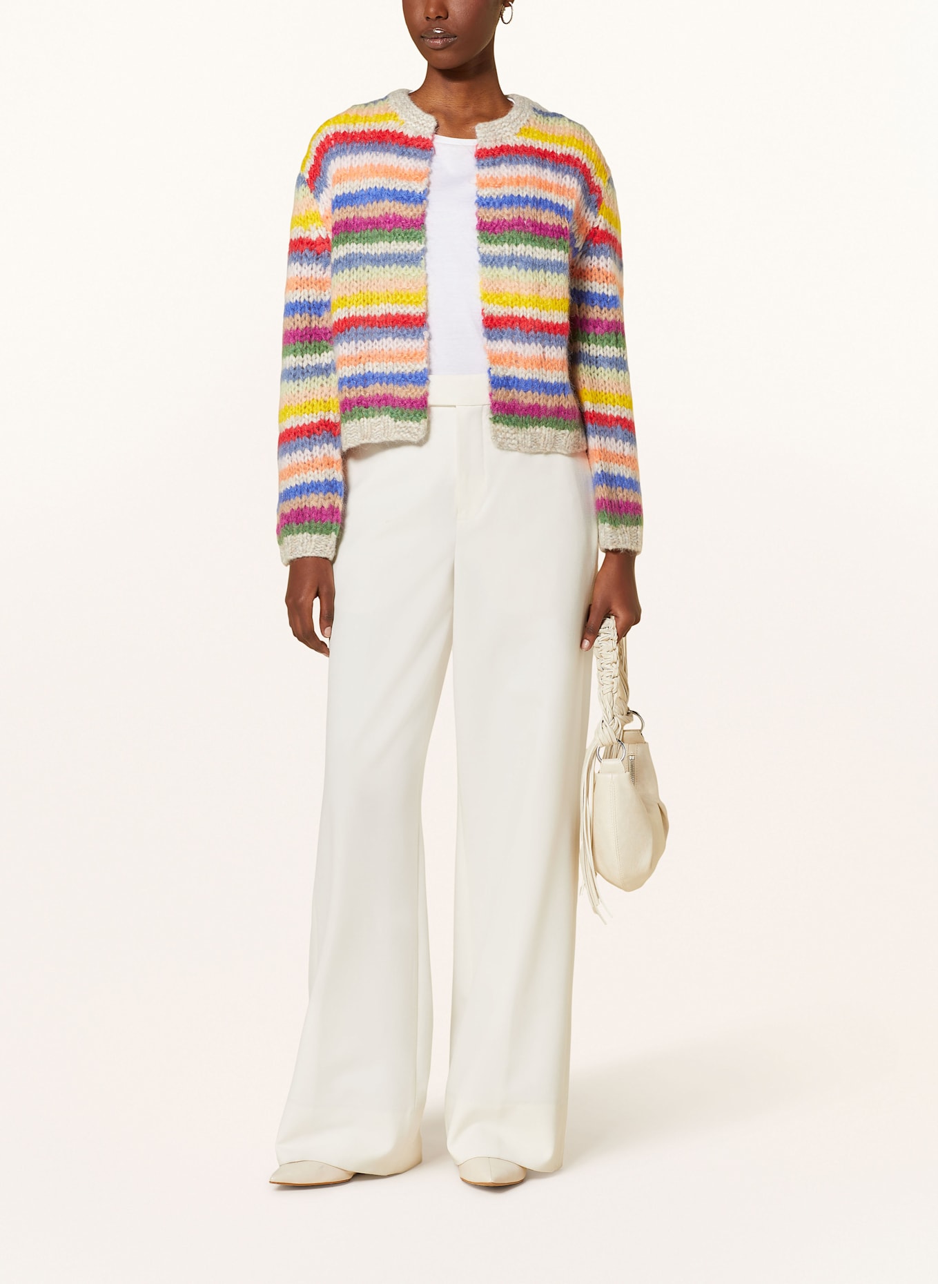 HERZEN'S ANGELEGENHEIT Knit cardigan with mohair: GREEN / YELLOW / RED