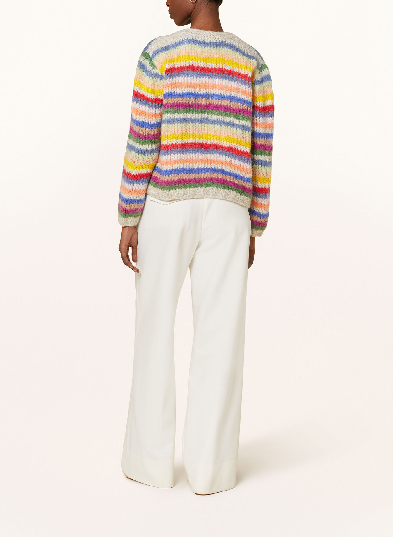 HERZEN'S ANGELEGENHEIT Knit cardigan with mohair: GREEN / YELLOW / RED