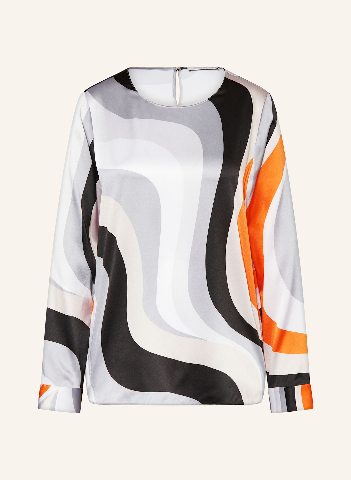 HERZEN'S ANGELEGENHEIT Blusenshirt aus Seide: WEISS / GRAU / ORANGE