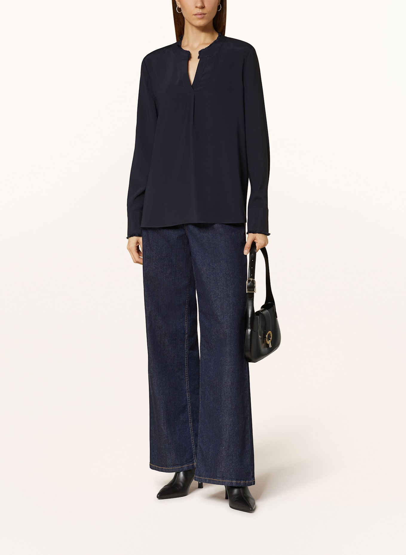 HERZEN'S ANGELEGENHEIT Shirt blouse in silk: DARK BLUE