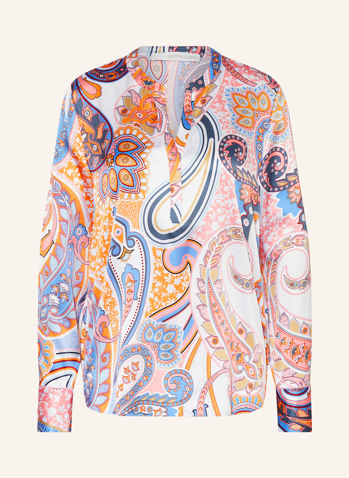 HERZEN'S ANGELEGENHEIT Silk tunic: WHITE / BLUE / ORANGE