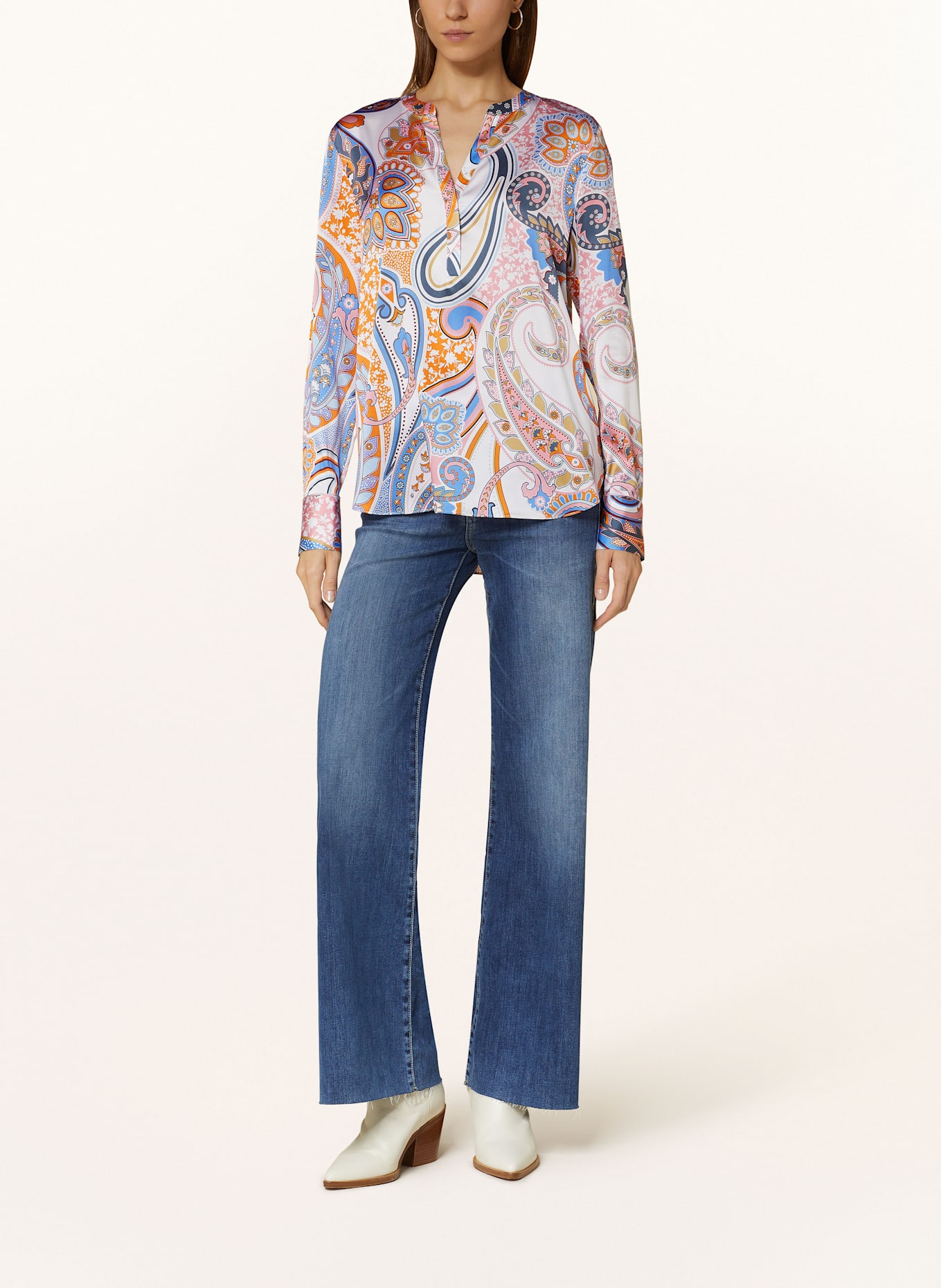 HERZEN'S ANGELEGENHEIT Silk tunic: WHITE / BLUE / ORANGE