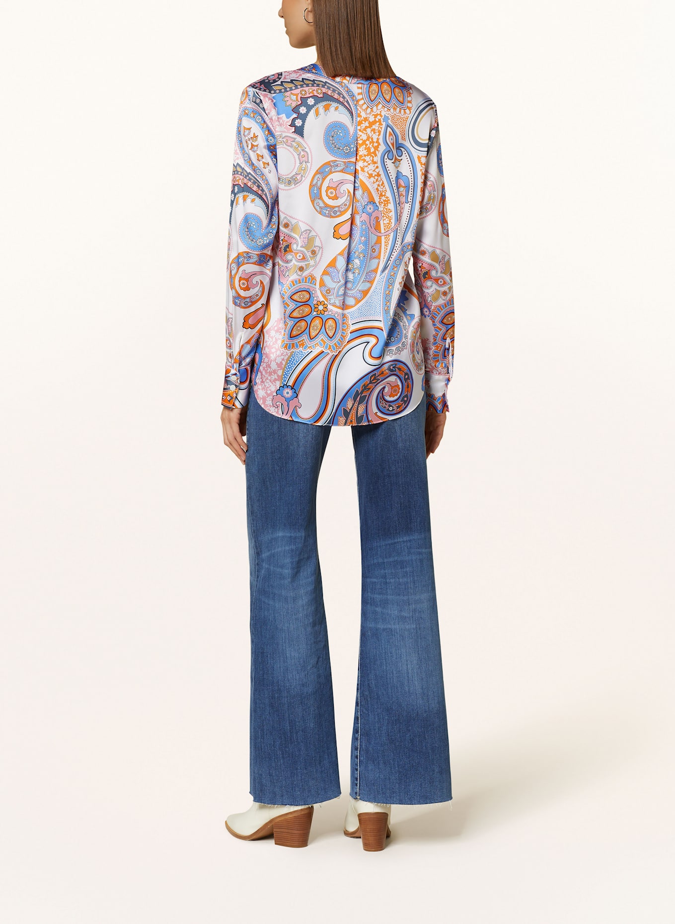 HERZEN'S ANGELEGENHEIT Silk tunic: WHITE / BLUE / ORANGE