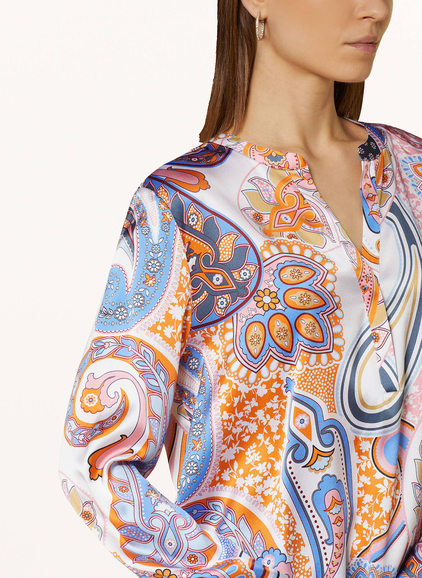 HERZEN'S ANGELEGENHEIT Silk tunic: WHITE / BLUE / ORANGE