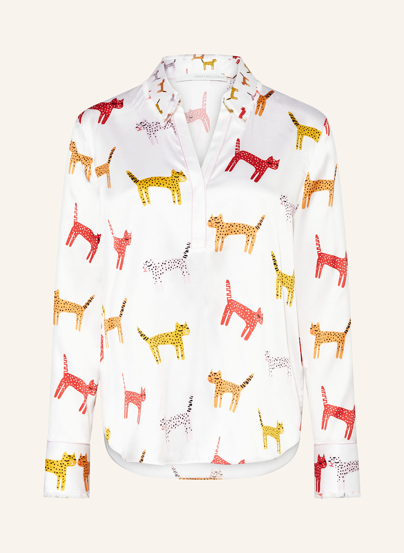 HERZEN'S ANGELEGENHEIT Blusenshirt aus Seide: WEISS / DUNKELGELB / HELLROSA