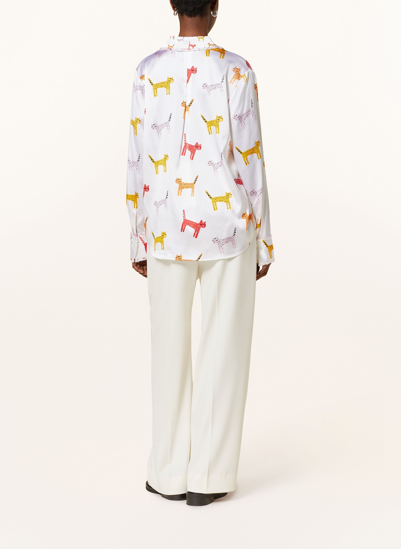 HERZEN'S ANGELEGENHEIT Blusenshirt aus Seide: WEISS / DUNKELGELB / HELLROSA