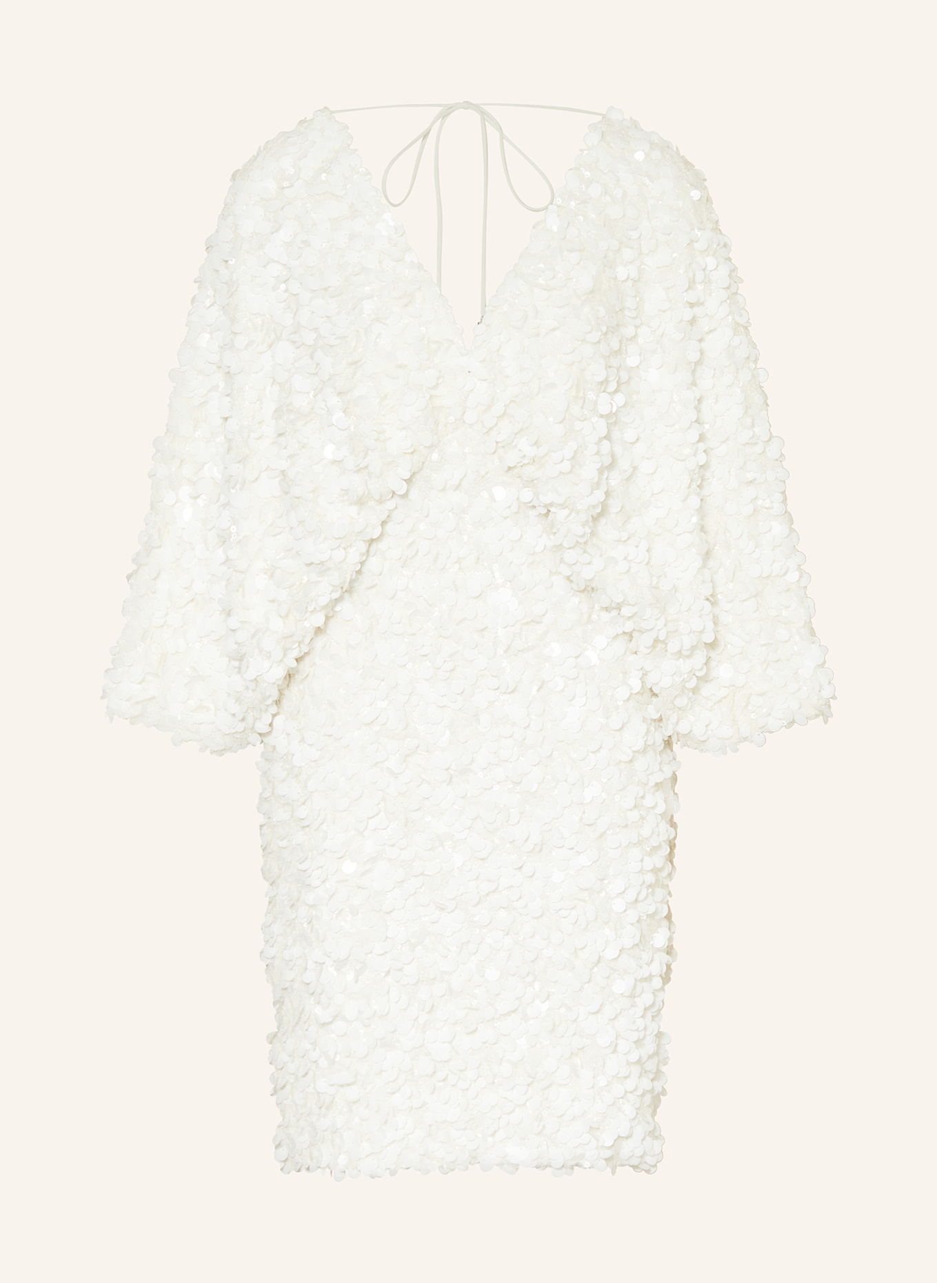 ROTATE Dress with sequins and 3/4 sleeves: ECRU