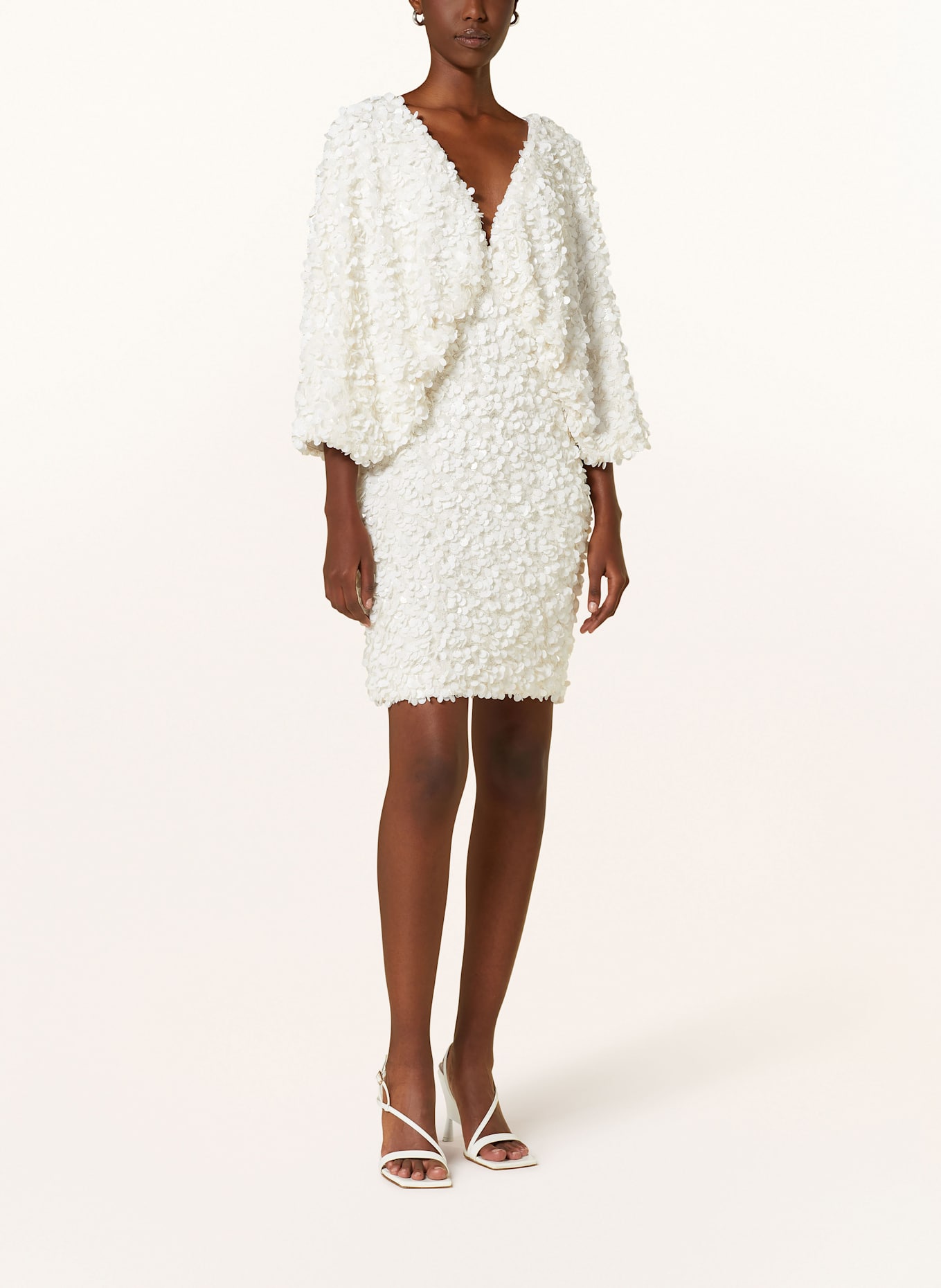 ROTATE Dress with sequins and 3/4 sleeves: ECRU