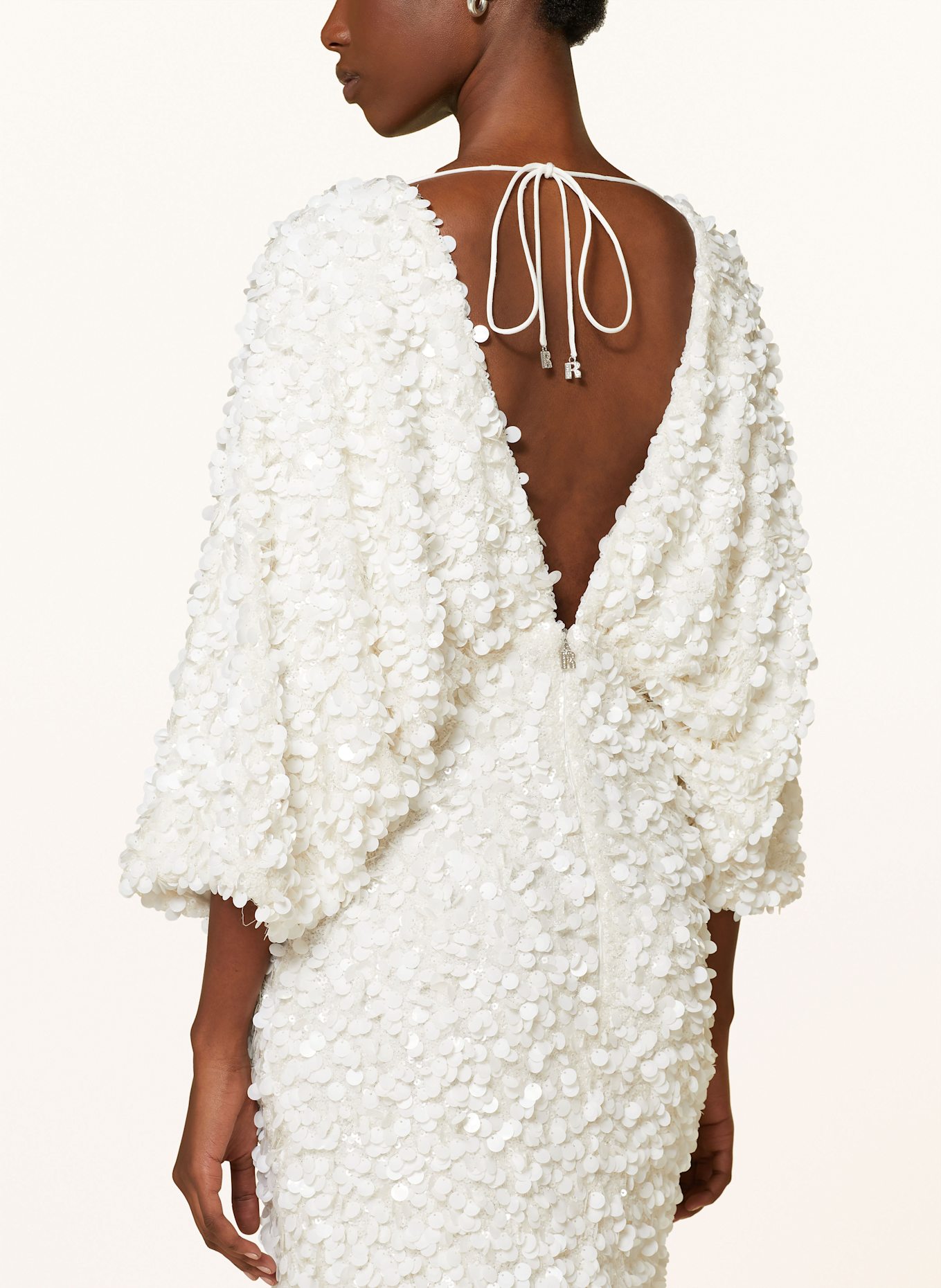 ROTATE Dress with sequins and 3/4 sleeves: ECRU