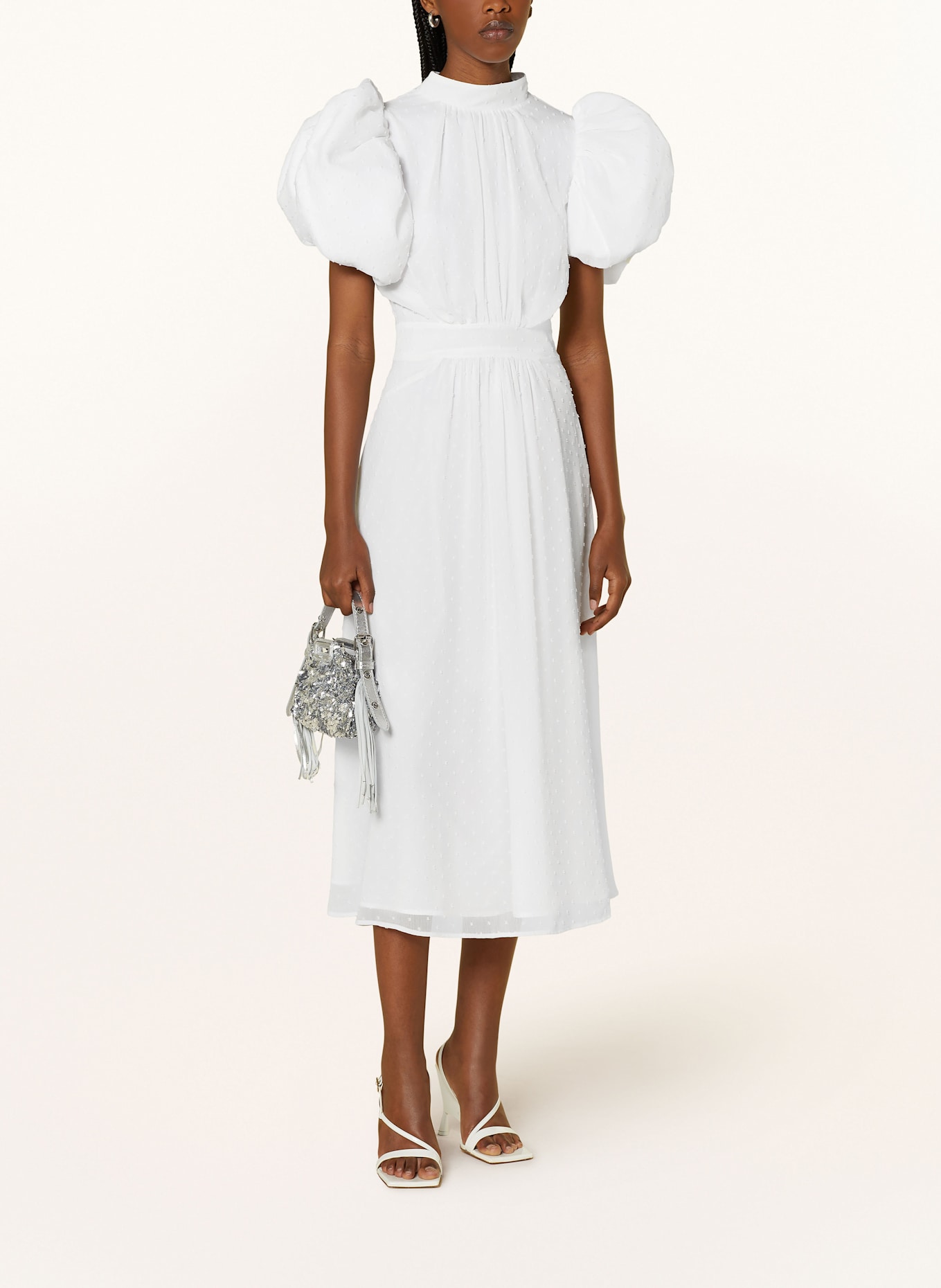 ROTATE Kleid mit Rüschen: WEISS