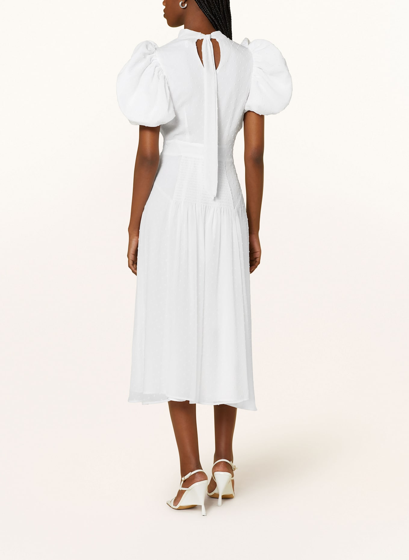 ROTATE Kleid mit Rüschen: WEISS