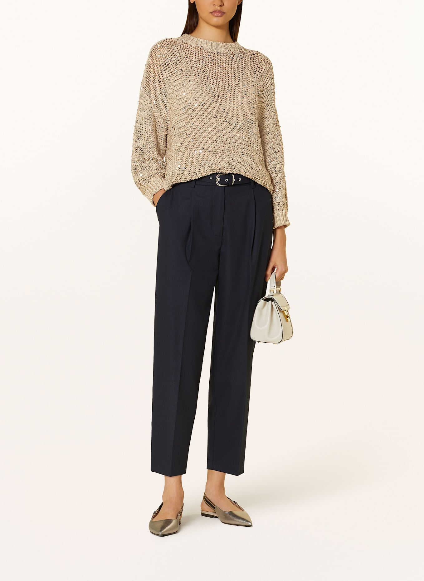 PESERICO Sweater with sequins, Color: BEIGE (Image 2)