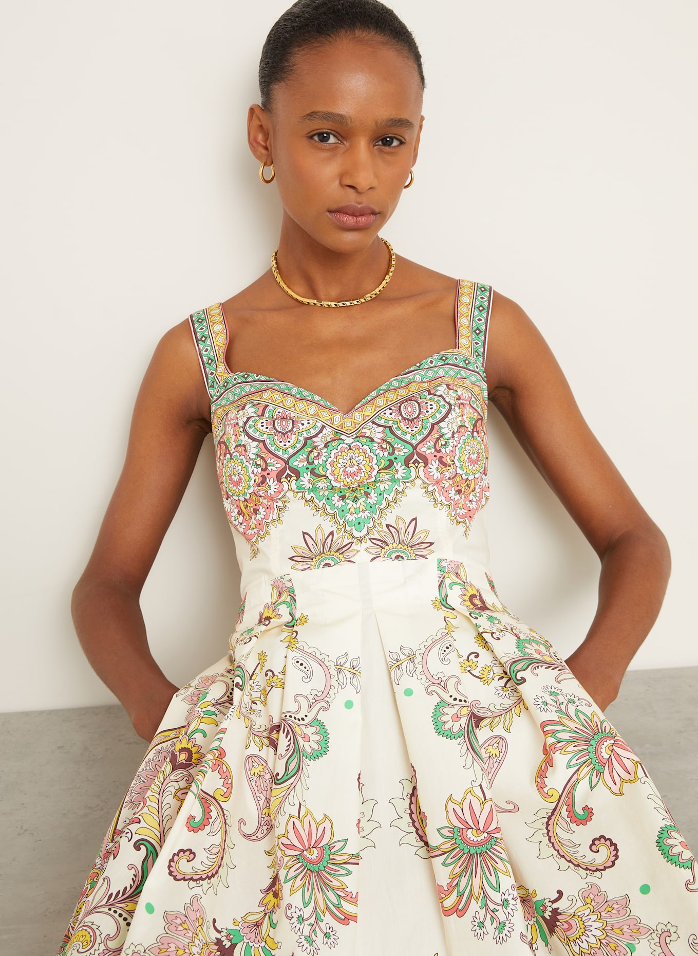 ETRO Kleid: ECRU / GRÜN / HELLROT