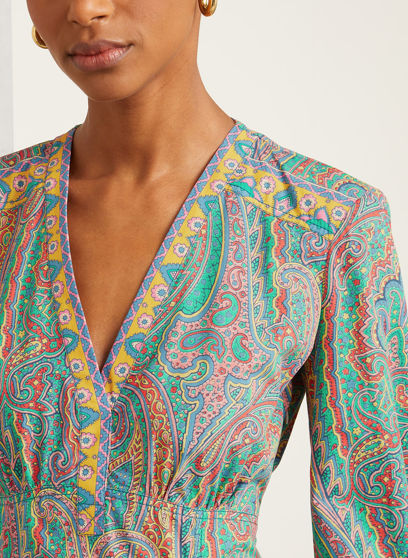 【関税込み】ETRO 'Lee' long dress ETRO Dress in green/ dark yellow/ light red