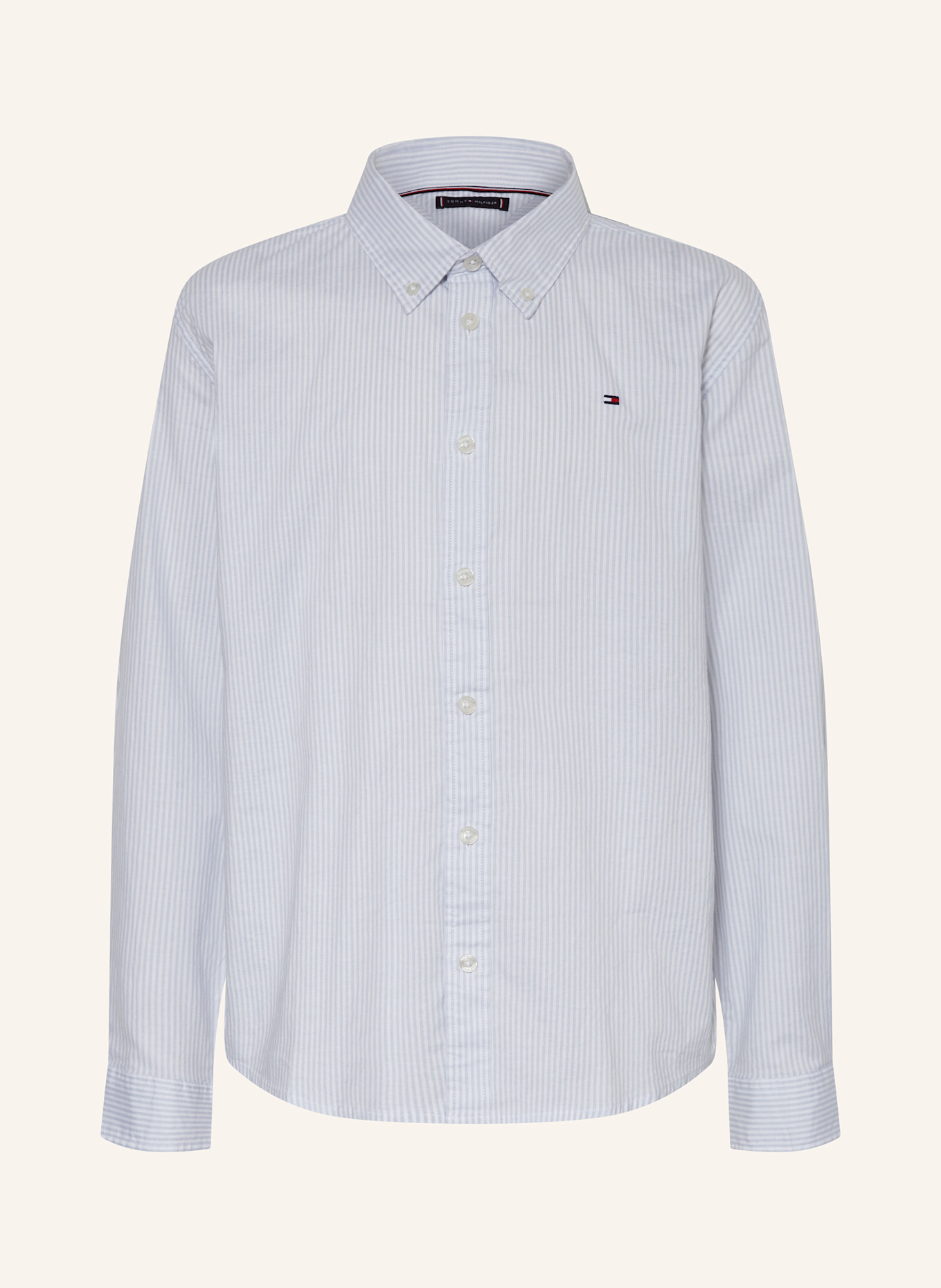 TOMMY HILFIGER FLEX ITHACA shirt: WHITE / LIGHT BLUE
