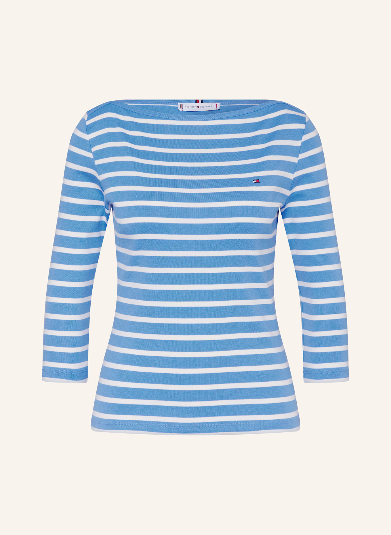 TOMMY HILFIGER Shirt mit 3/4-Arm: BLAU / ECRU