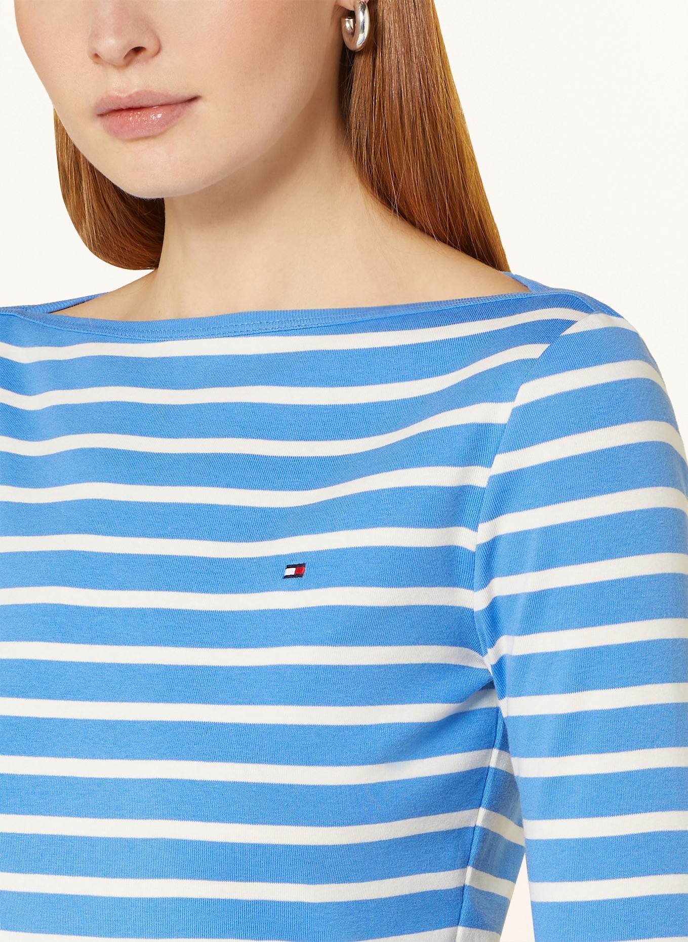 TOMMY HILFIGER Shirt mit 3/4-Arm: BLAU / ECRU