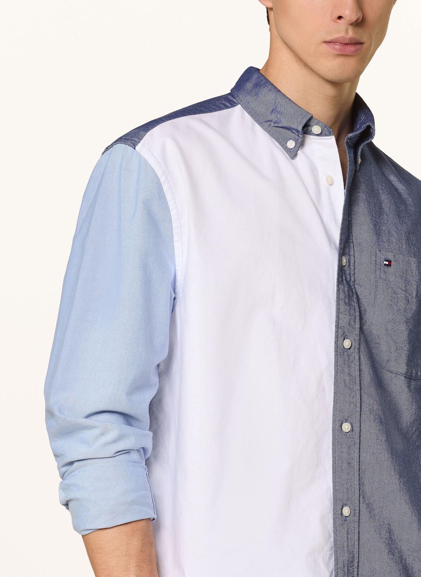 Tommy hilfiger blue shirt white collar discount