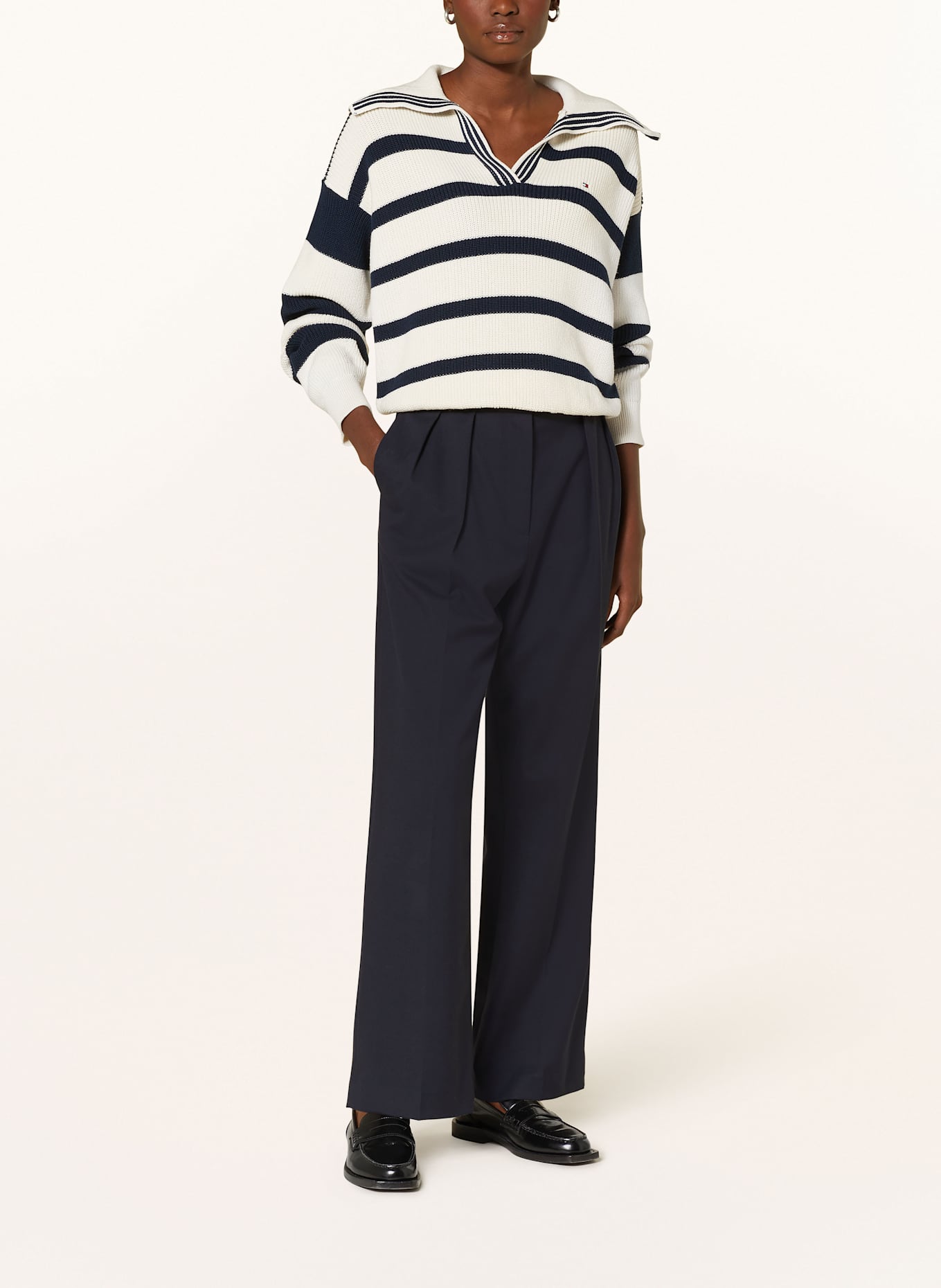 TOMMY HILFIGER Sweter: ECRU/ GRANATOWY