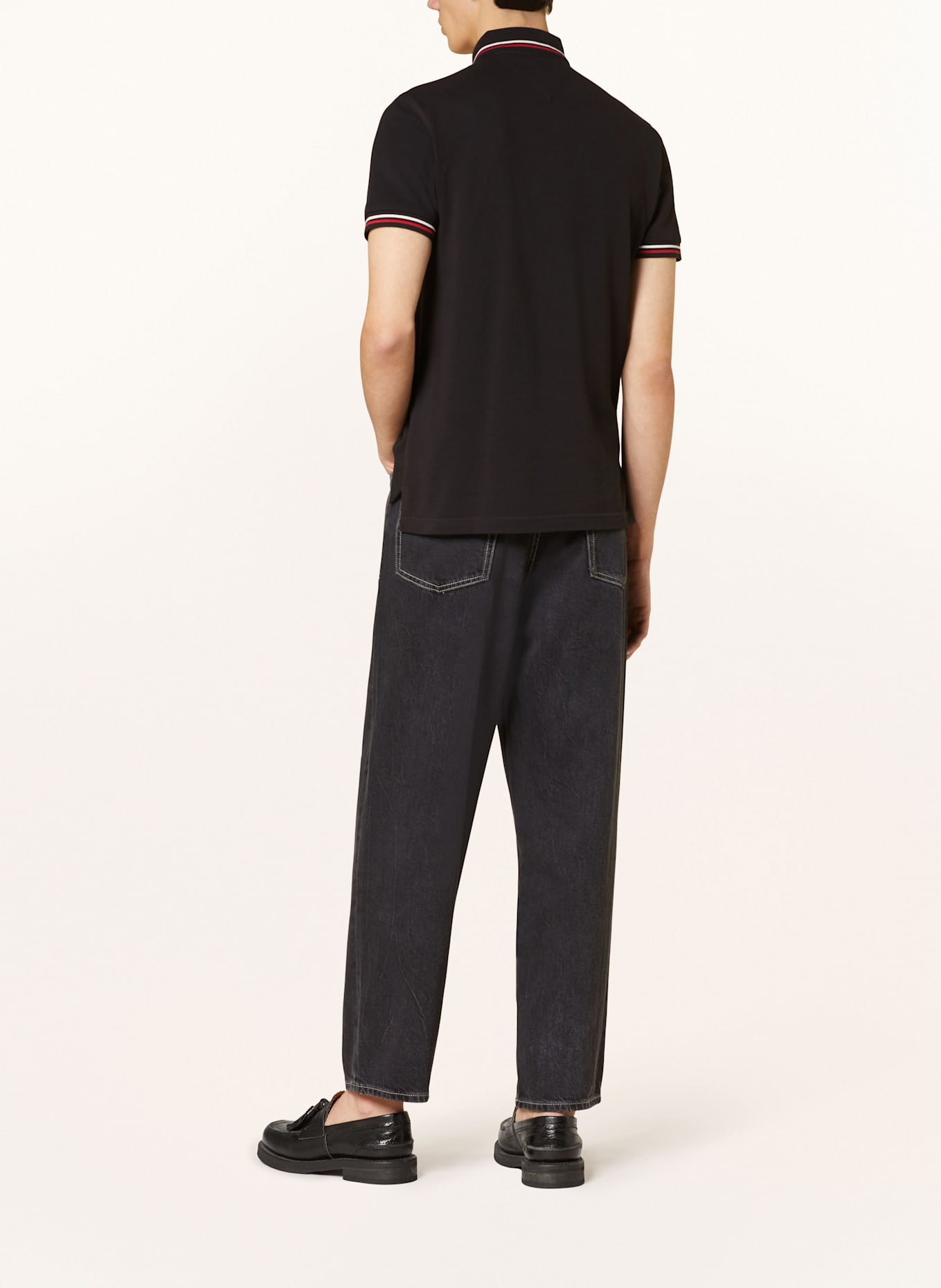 TOMMY HILFIGER Pique-Poloshirt TIPPED Slim Fit: SCHWARZ