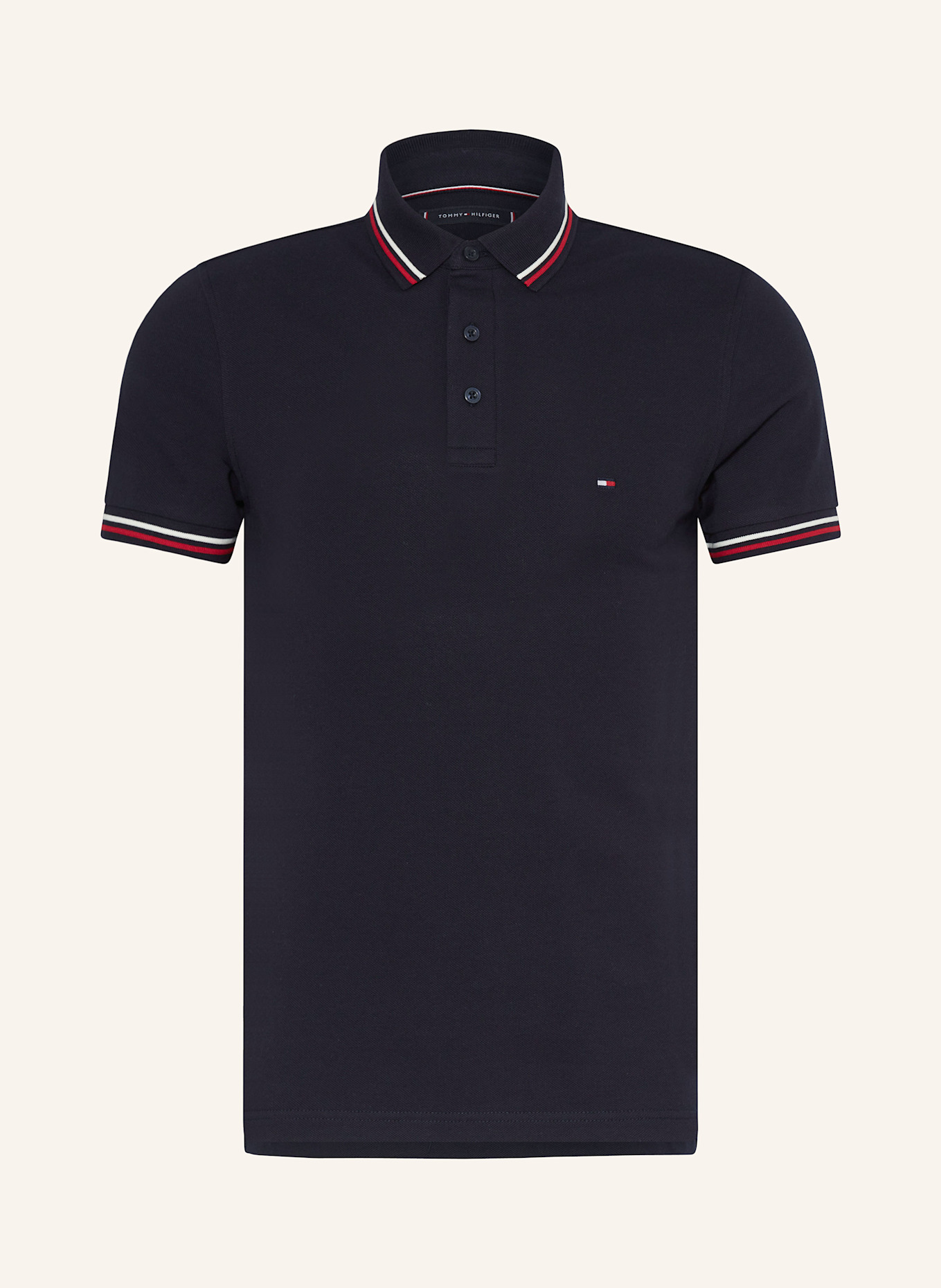TOMMY HILFIGER Pique-Poloshirt TIPPED Slim Fit: DUNKELBLAU
