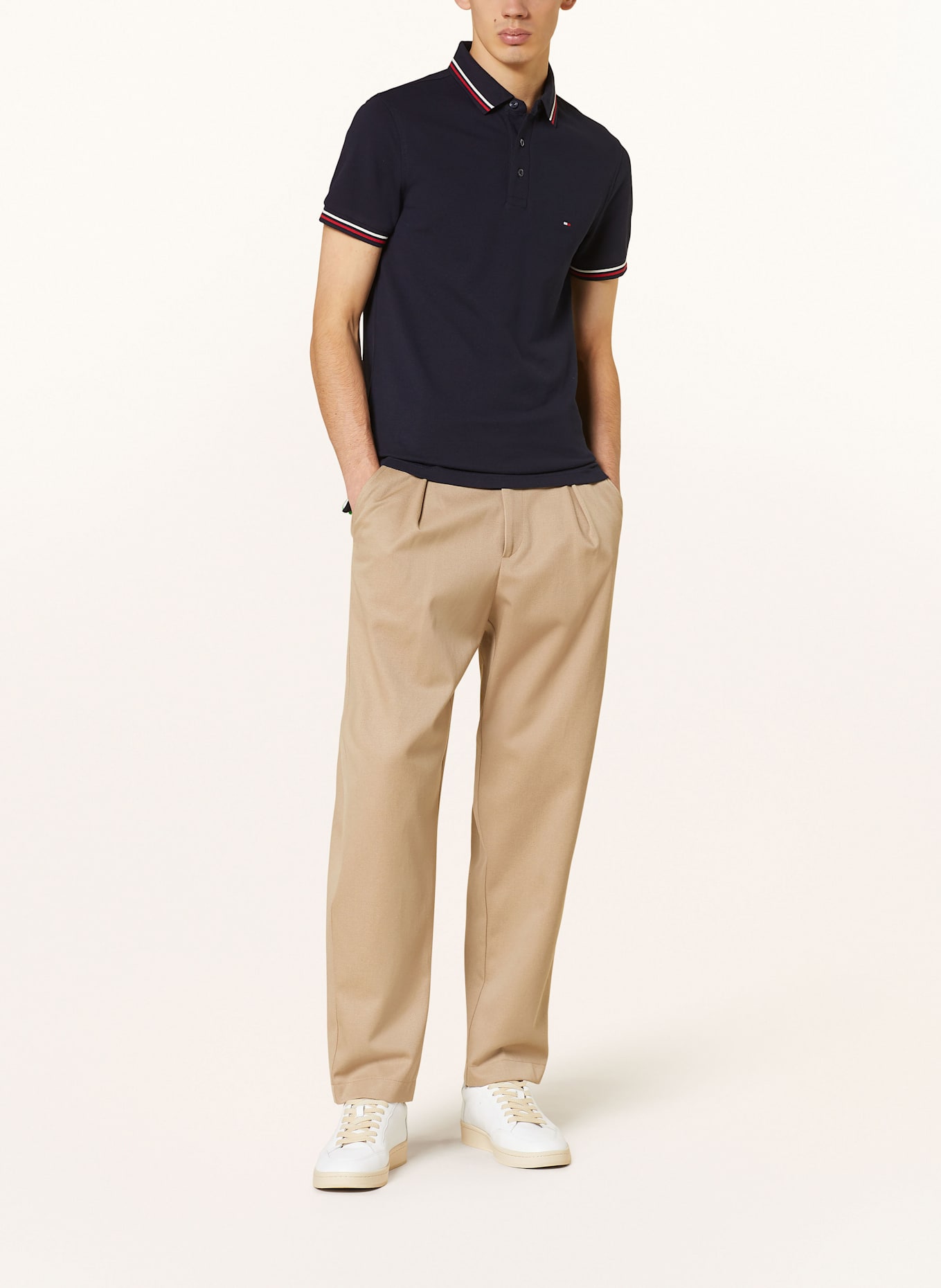 TOMMY HILFIGER Pique-Poloshirt TIPPED Slim Fit: DUNKELBLAU