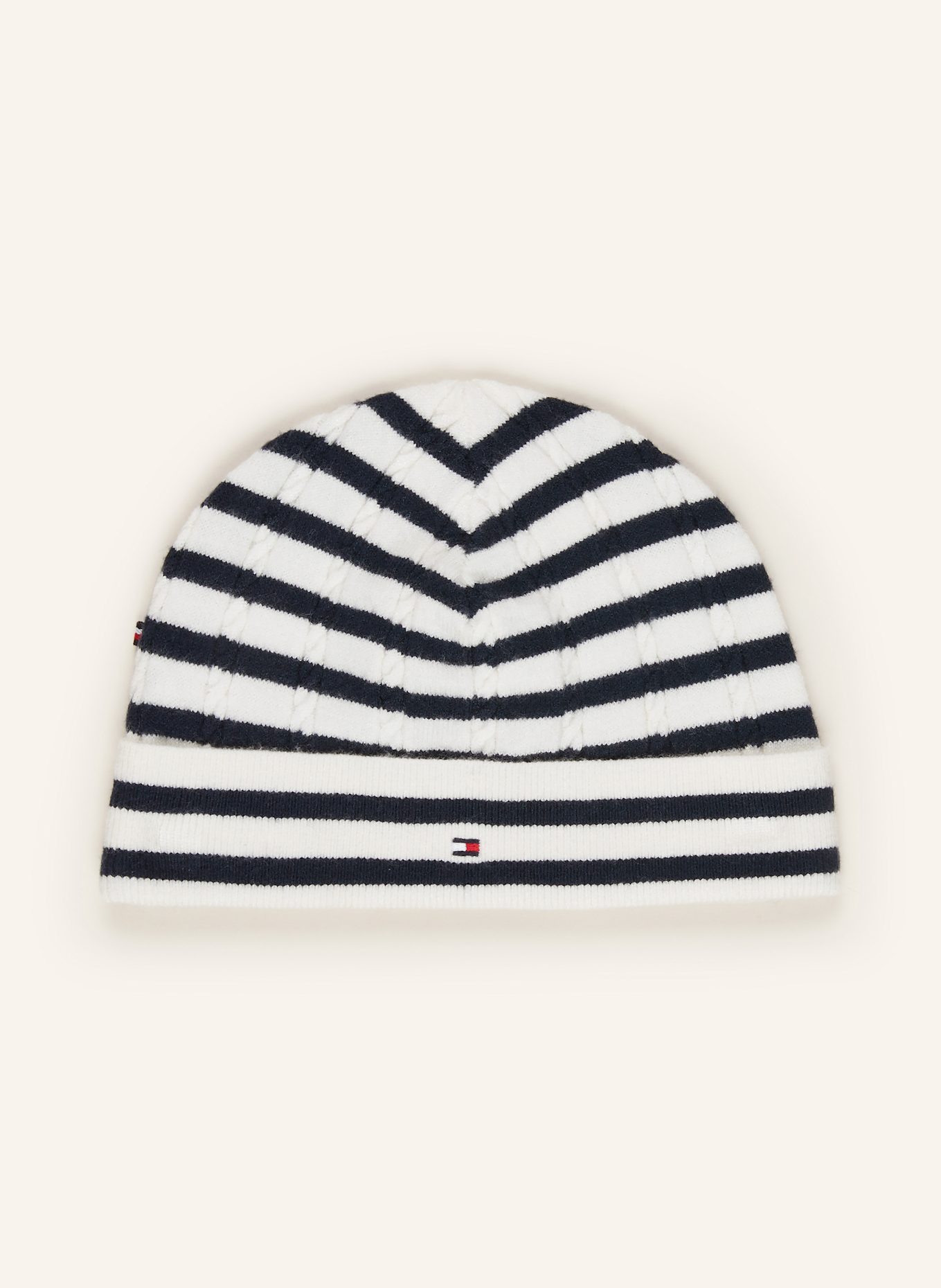 TOMMY HILFIGER Set: Pullover, Strickhose und Mütze: DUNKELBLAU / WEISS