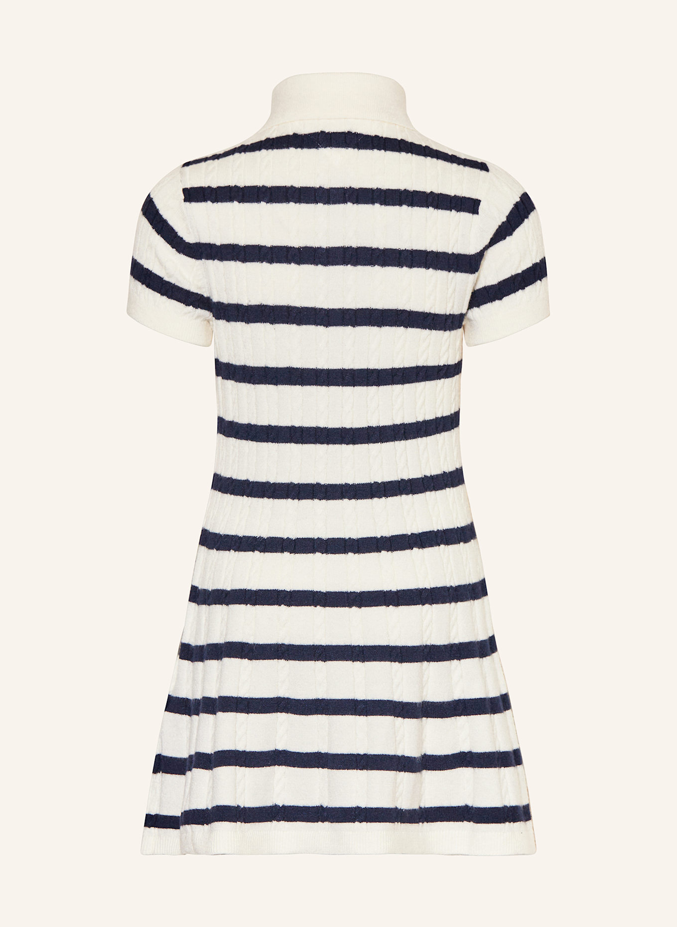 TOMMY HILFIGER Strickkleid: WEISS/ DUNKELBLAU