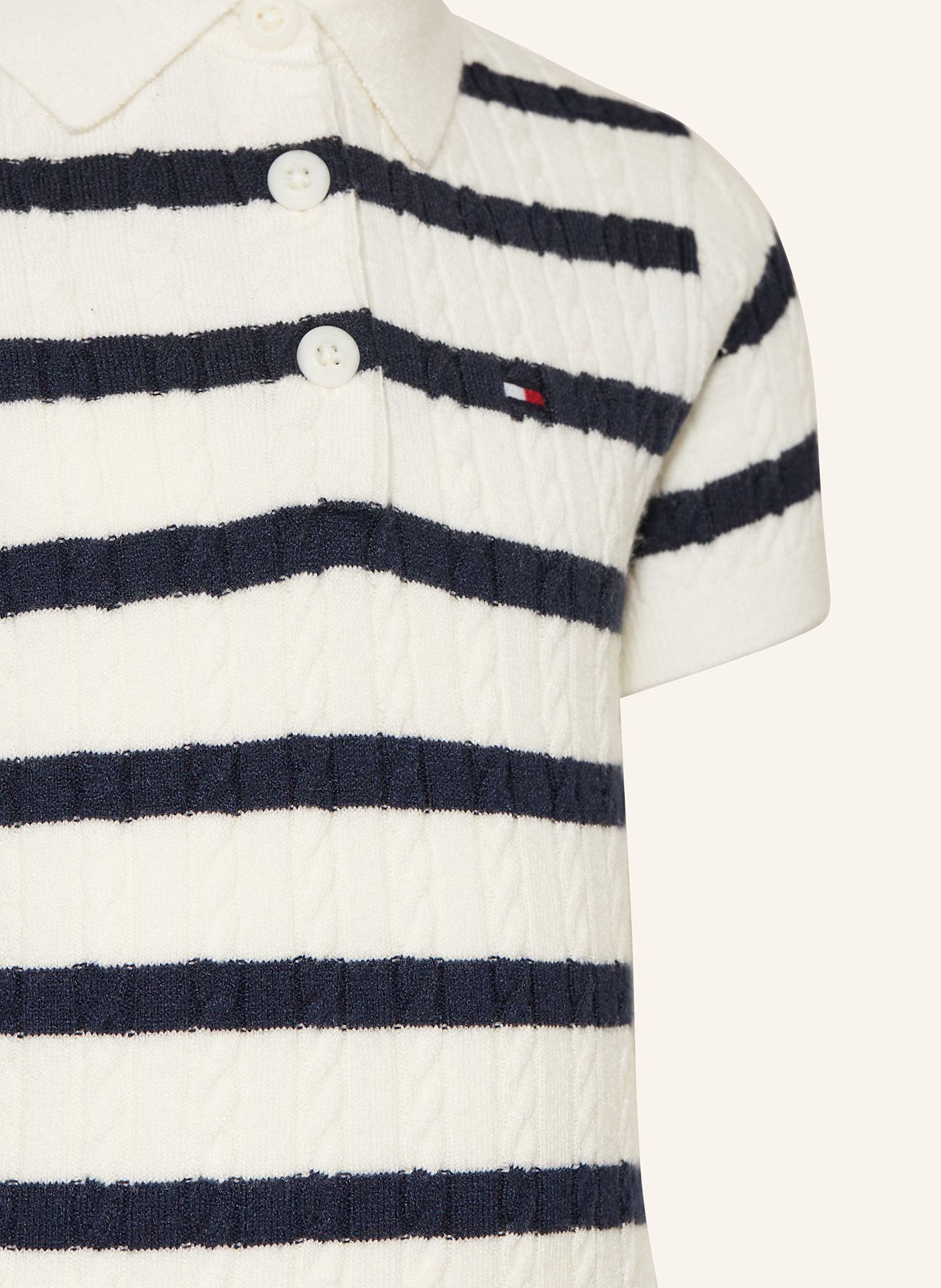 TOMMY HILFIGER Strickkleid: WEISS/ DUNKELBLAU