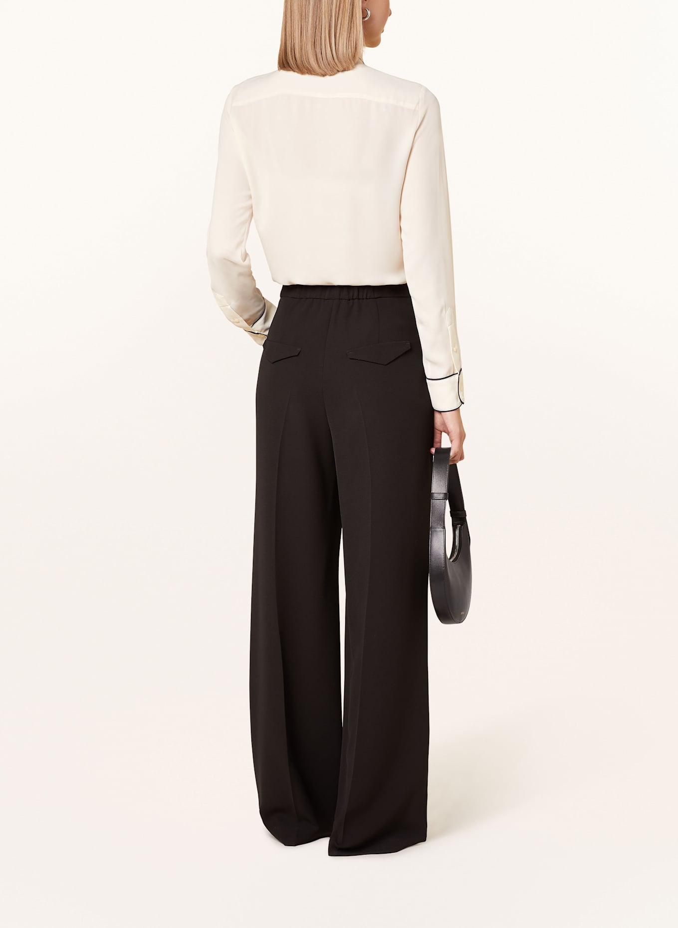 LAUREN RALPH LAUREN Schluppenbluse: CREME / DUNKELBLAU