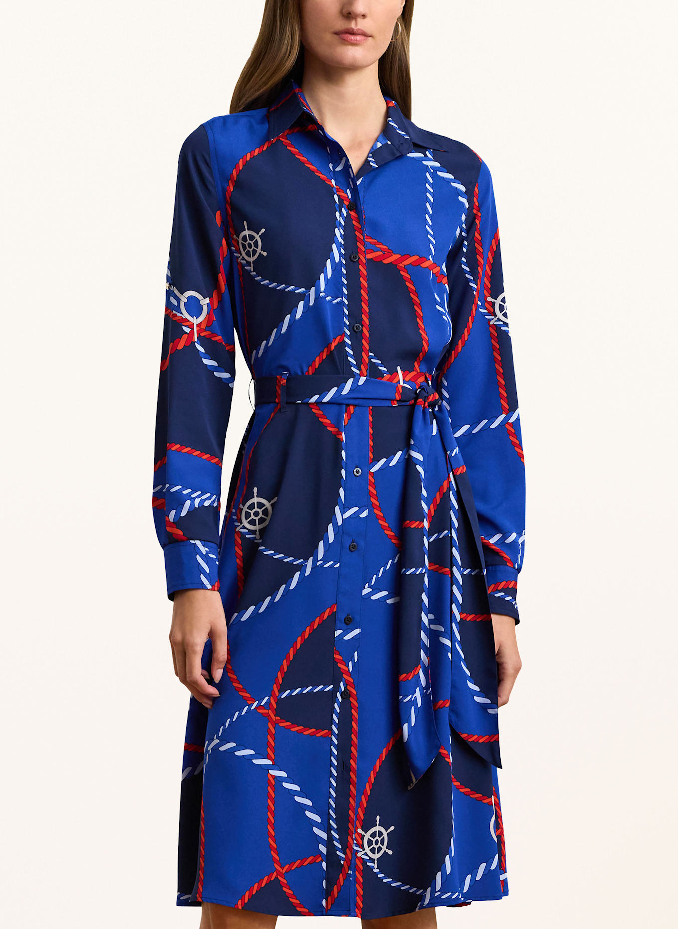 LAUREN RALPH LAUREN Hemdblusenkleid: BLAU / DUNKELBLAU / ROT