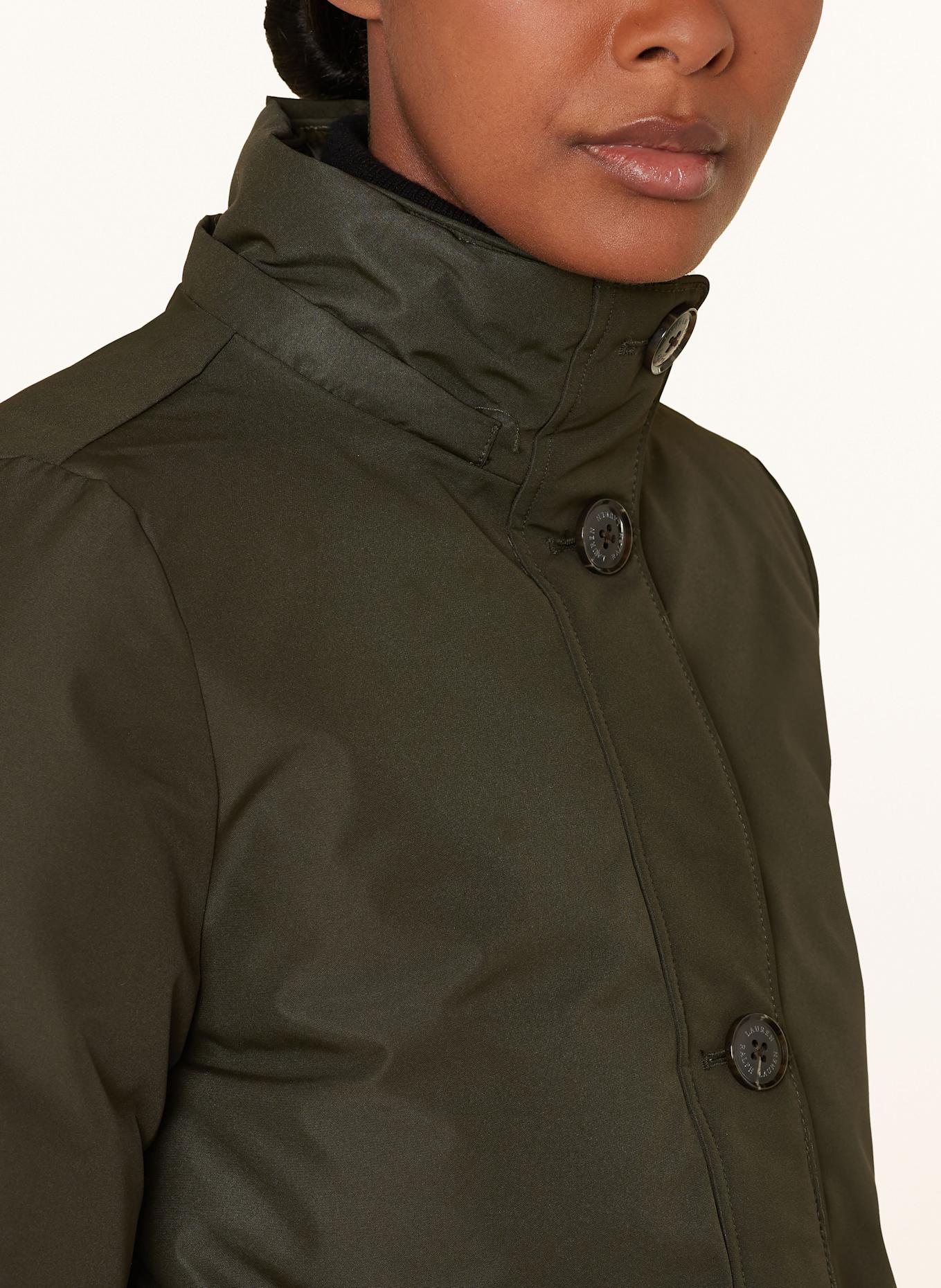 LAUREN RALPH LAUREN Parka s odnímatelnou kapucí a umělou kožešinou: TMAVĚ ZELENÁ