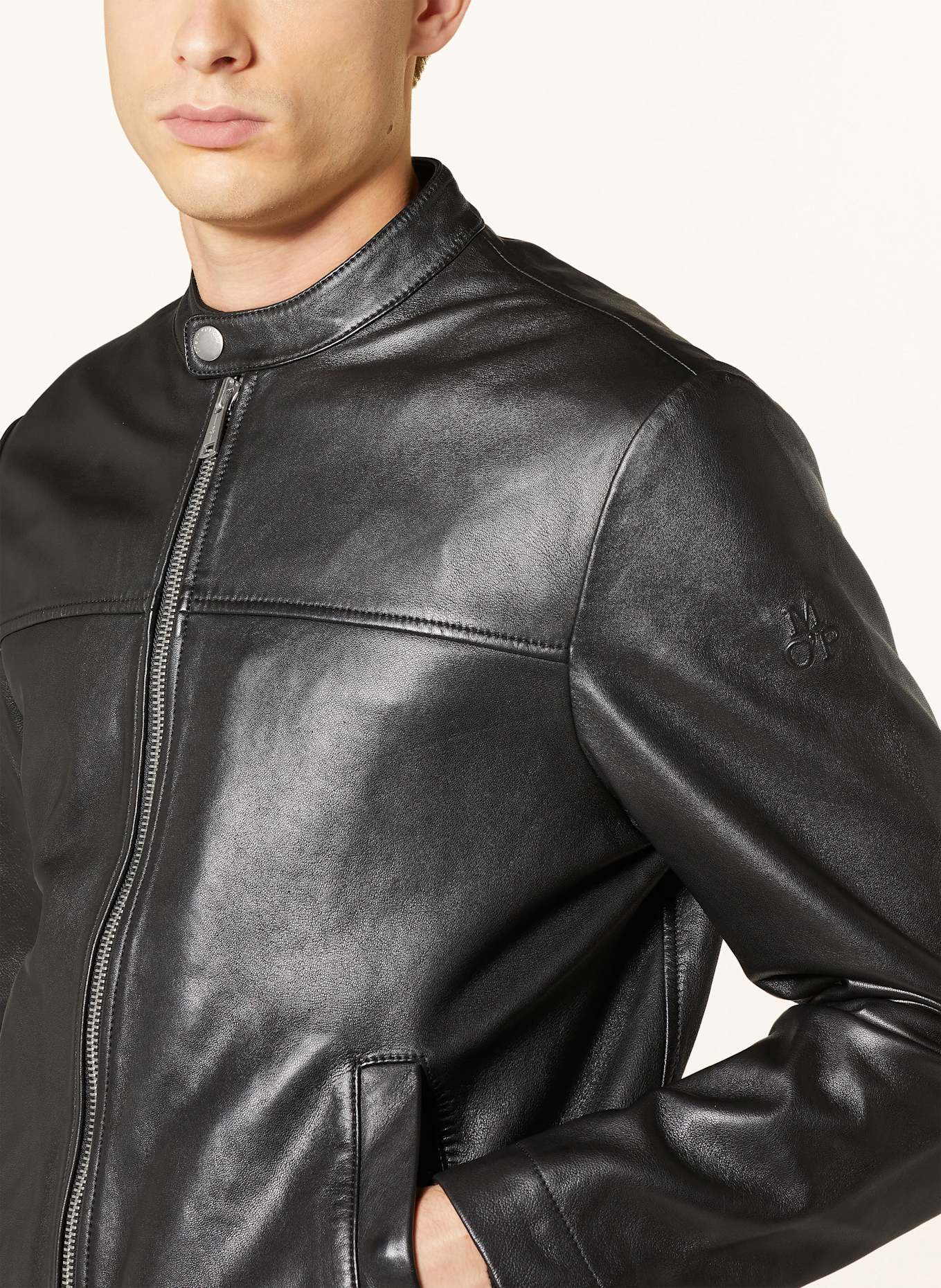 Black polo leather jacket shop