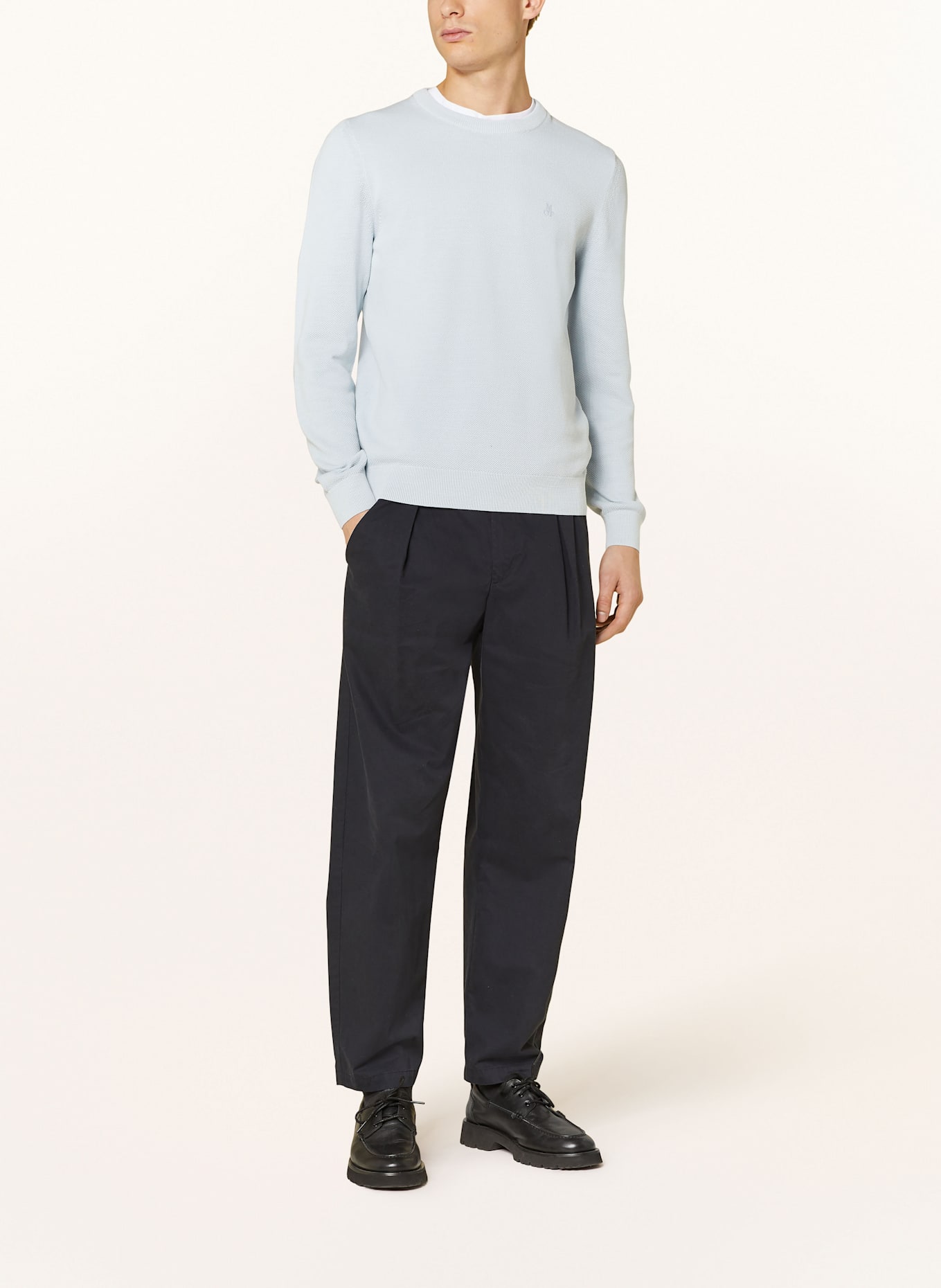 Marc O'Polo Piqué-Pullover: HELLBLAU