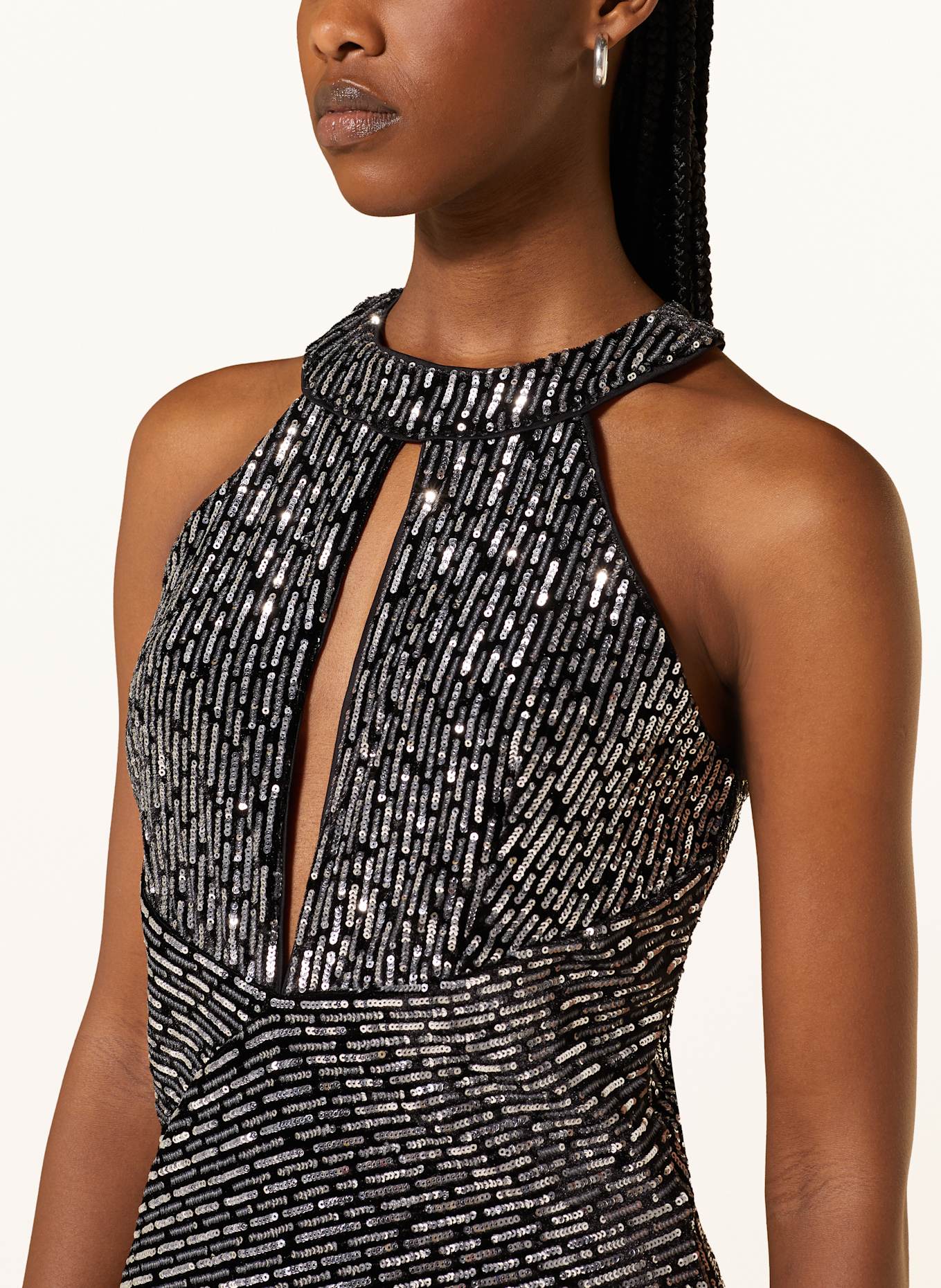 ROUGE VILA Kleid VIBERRIE mit Pailletten: SILBER / SCHWARZ