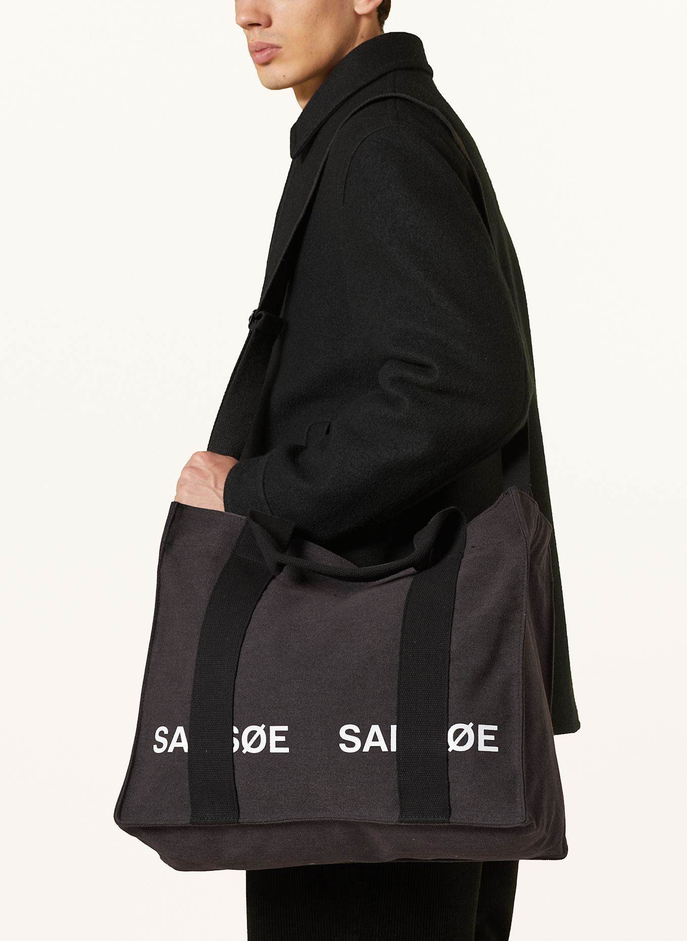 SAMSØE  SAMSØE Torba shopper SALUCAS LARGE: CZIEMNOSZARY / CZARNY / BIAŁY