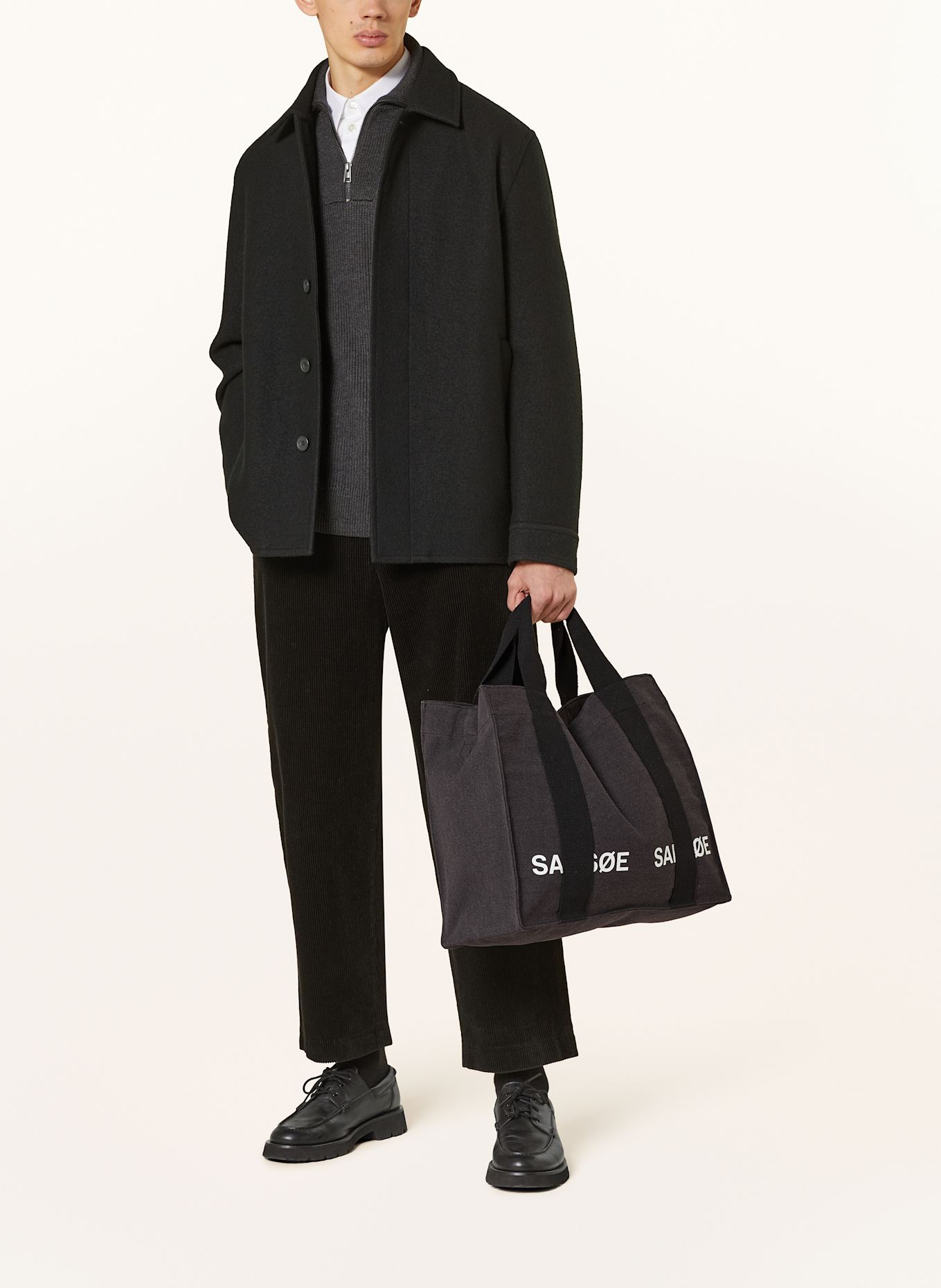 SAMSØE  SAMSØE Torba shopper SALUCAS LARGE: CZIEMNOSZARY / CZARNY / BIAŁY