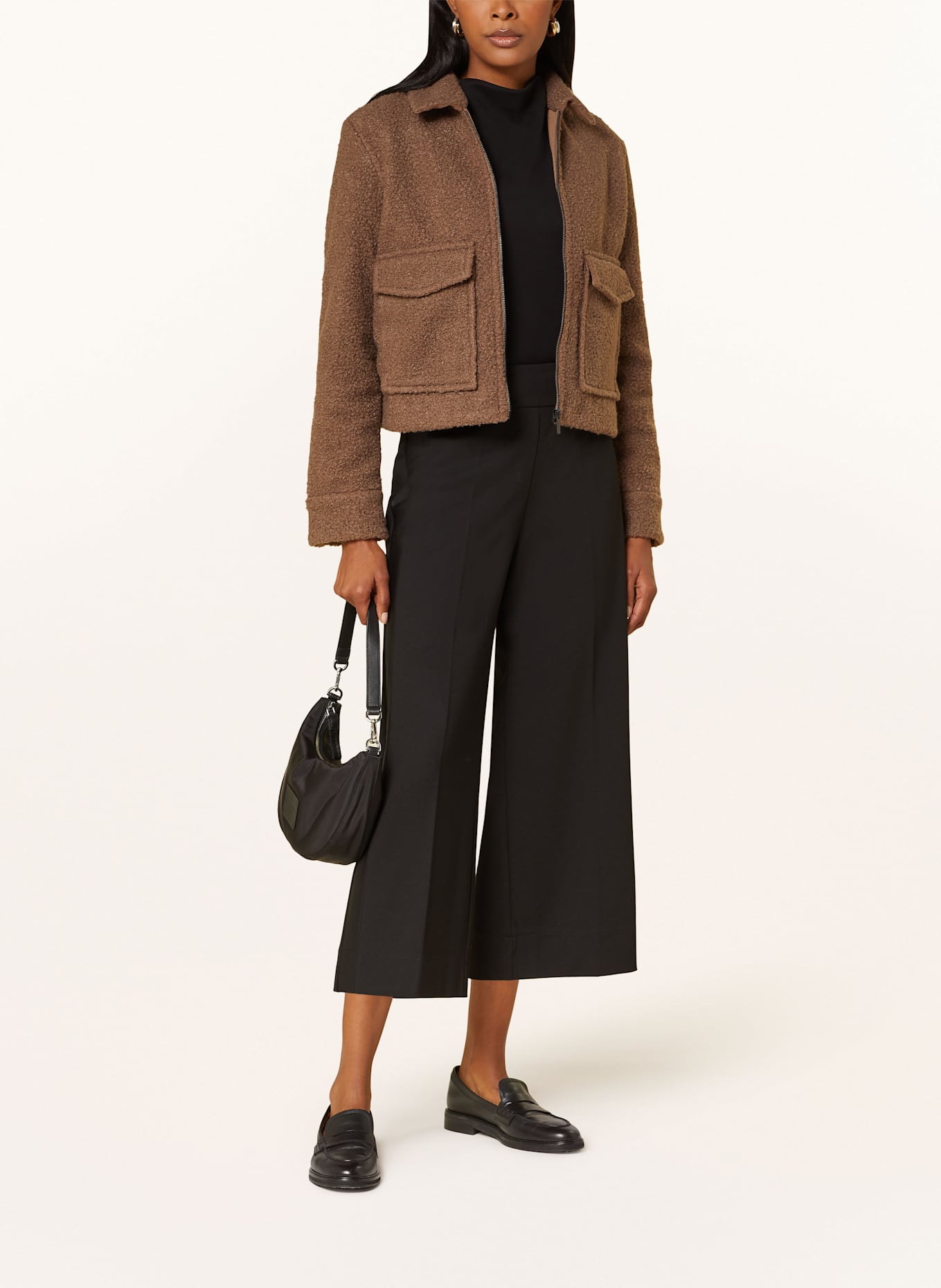 OPUS MISHA culottes in jersey with tuxedo stripes: BLACK