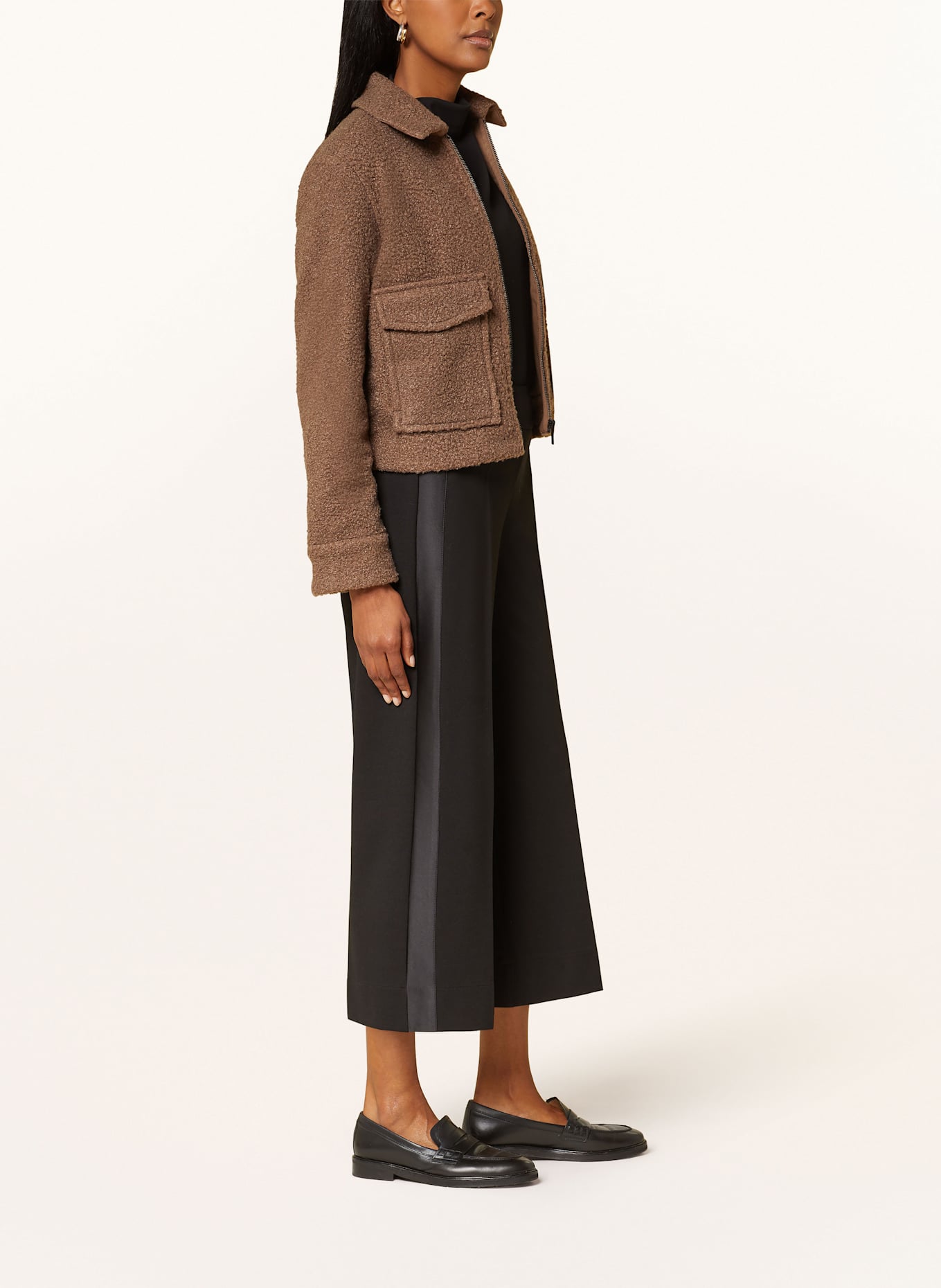 OPUS MISHA culottes in jersey with tuxedo stripes: BLACK