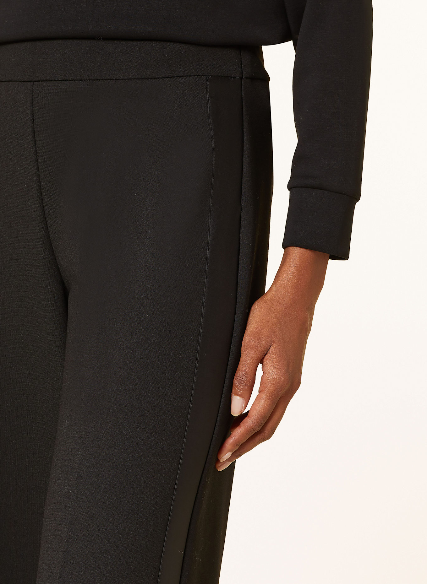 OPUS MISHA culottes in jersey with tuxedo stripes: BLACK