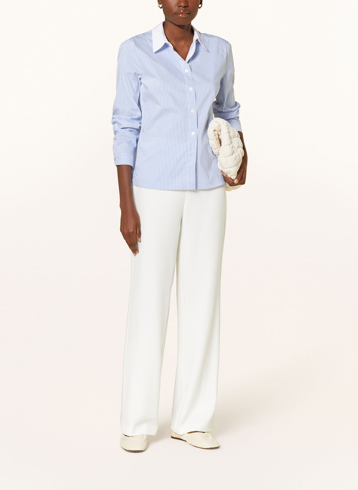 CARTOON Hemdbluse mit Schmucksteinen: HELLBLAU / WEISS